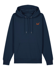 Sweat à capuche brodé Ajaccio AJ et Orange , blanc  - Quartier iodé