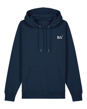 Sweat à capuche brodé  Bayonne BA Bleu Marine et Orange - blanc quartier iodé 