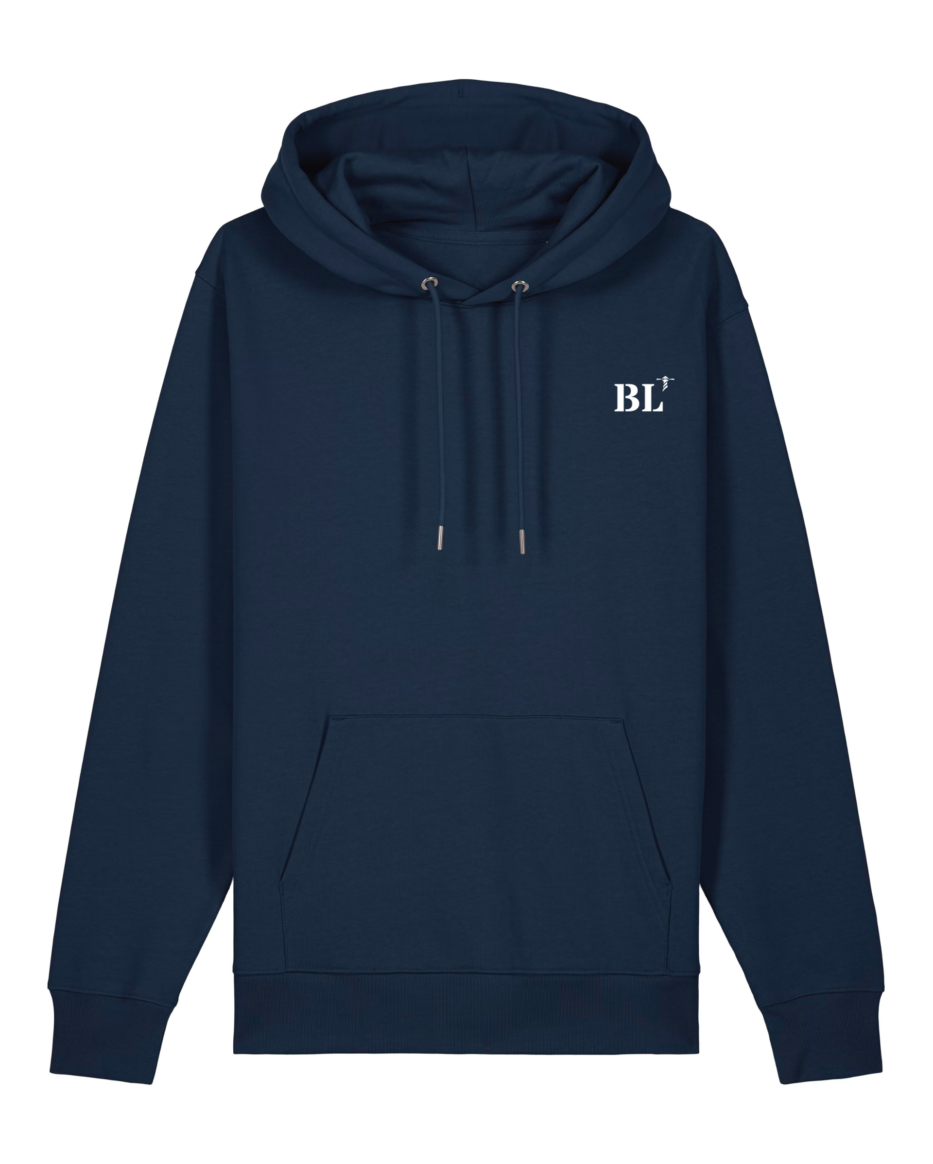 Sweat à capuche brodé Boulogne Sur Mer  BL Marine et Orange - Blanc - quartier iodé 