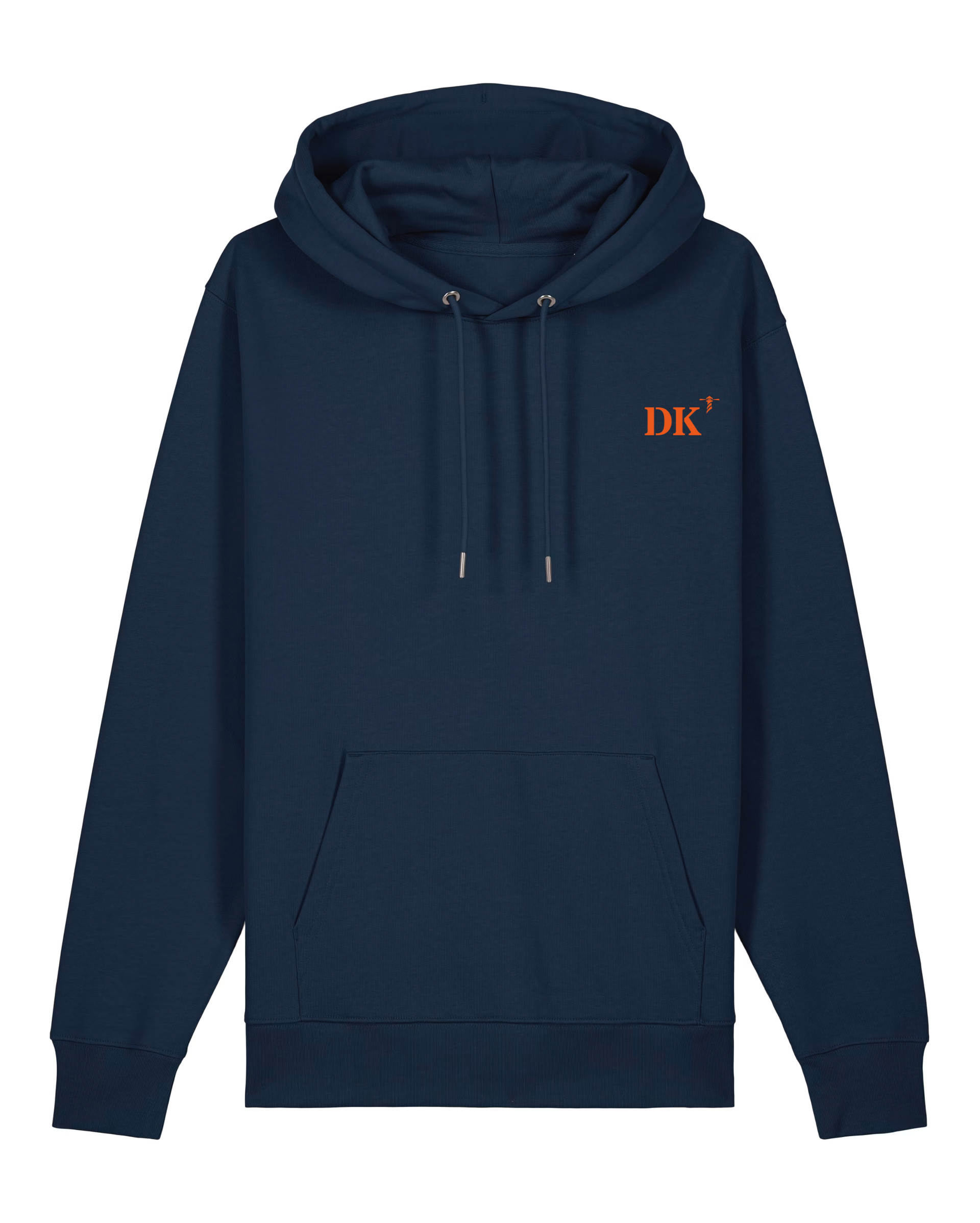 Sweat à capuche Dunkerque DK Bleu Marine brodé Orange- blanc Unisexe - Quartier iodé