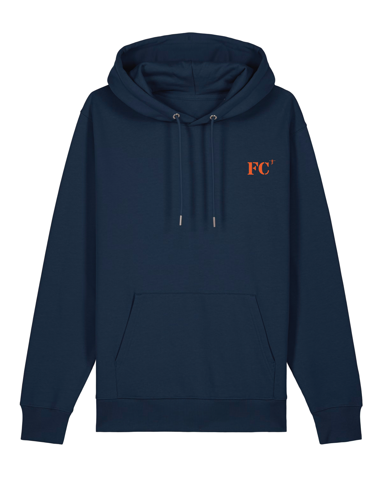 Sweat à capuche Fécamp FC Marine brodé Orange et Blanc Unisexe - Quartier iodé