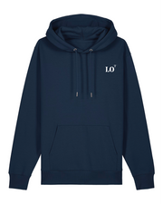 Sweat à capuche Lorient LO - Bleu Marine brodé Orange et Blanc - Unisexe - Quartier iodé