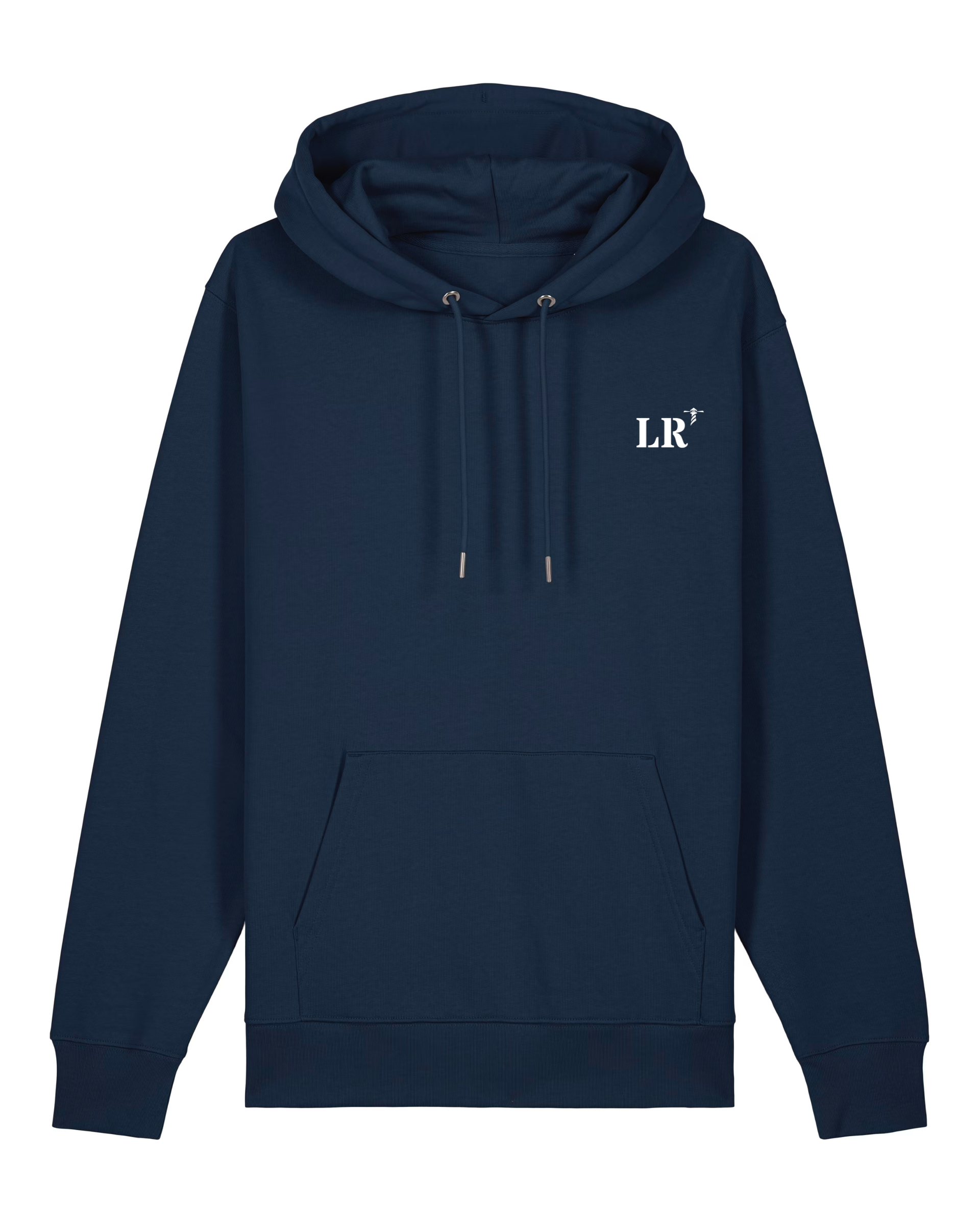 Sweat à capuche La Rochelle  LR Bleu Marine brodé Orange- blanc - Quartier iodé