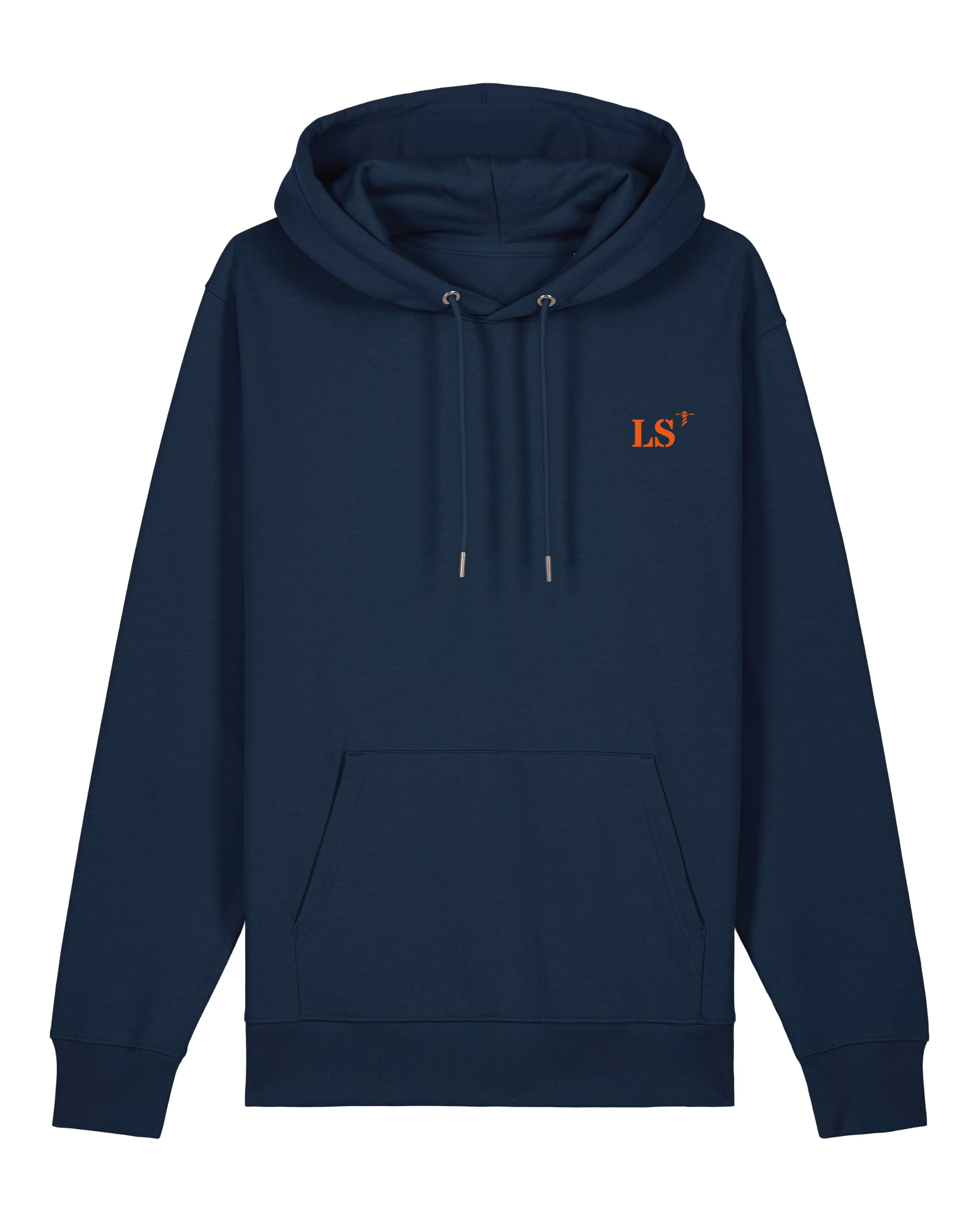 Sweat à capuche Les Sables d'Olonne LS Bleu Marine brodé Orange - Blanc Unisexe - Quartier iodé