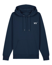 Sweat à capuche Morlaix MX - Bleu Marine brodé Orange - Blanc - Unisexe - Quartier iodé