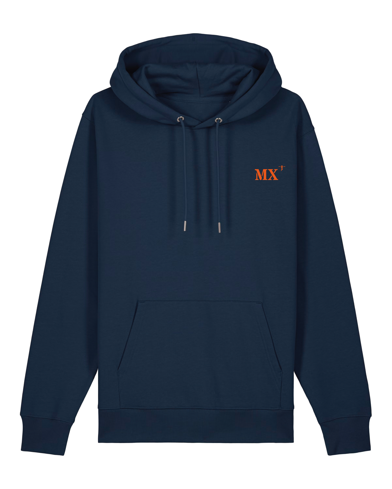 Sweat à capuche Morlaix MX - Bleu Marine brodé Orange - Blanc - Unisexe - Quartier iodé