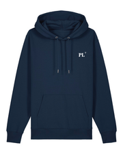 Sweat capuche PL Paimpol Bleu Marine  bordé Orange - Blanc - quartier iodé 