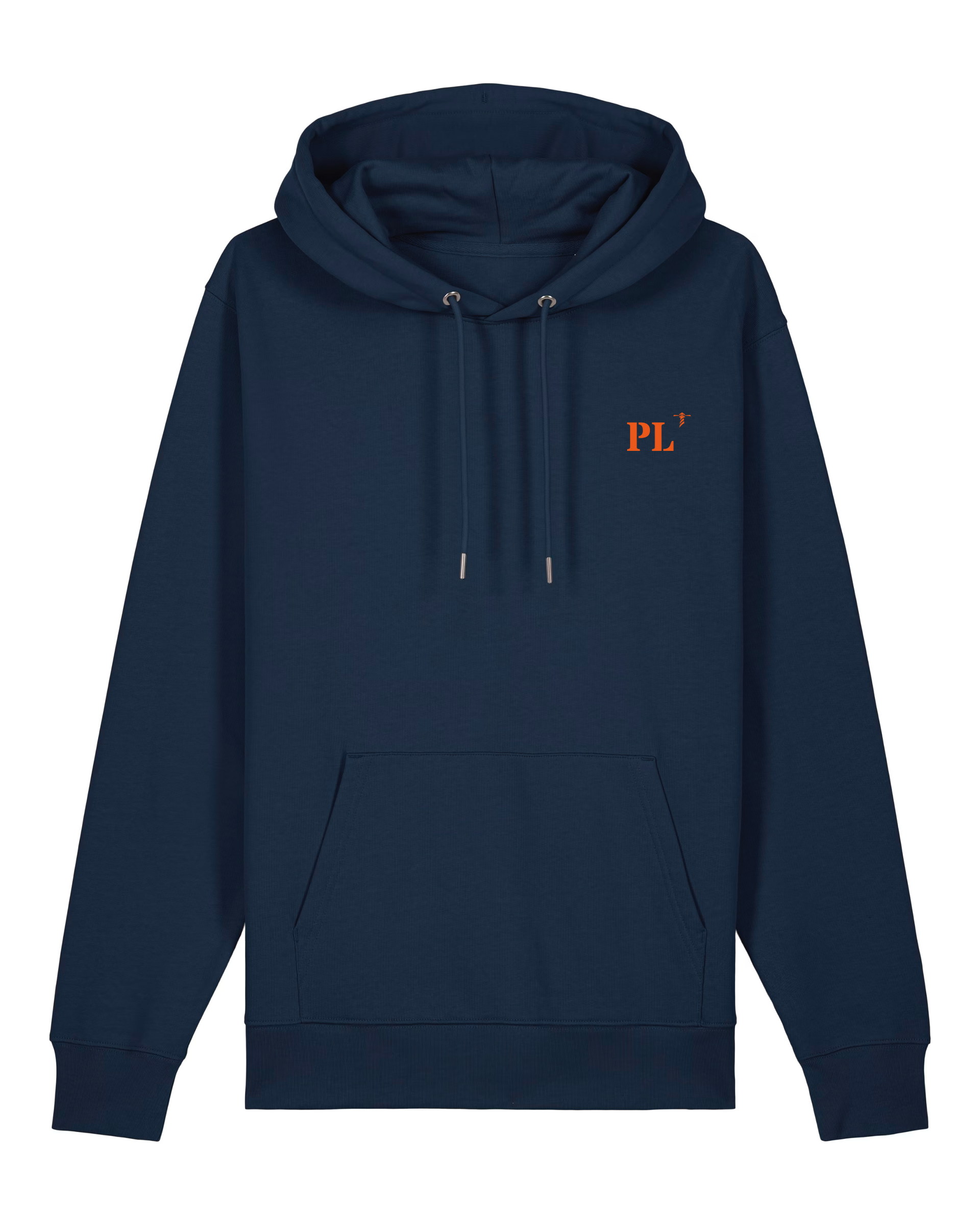 Sweat capuche PL Paimpol Bleu Marine  bordé Orange - Blanc - quartier iodé 