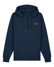 Sweat à capuche SM Saint Malo - Bleu Marine brodé Orange- blanc  - Unisexe - Quartier iodé