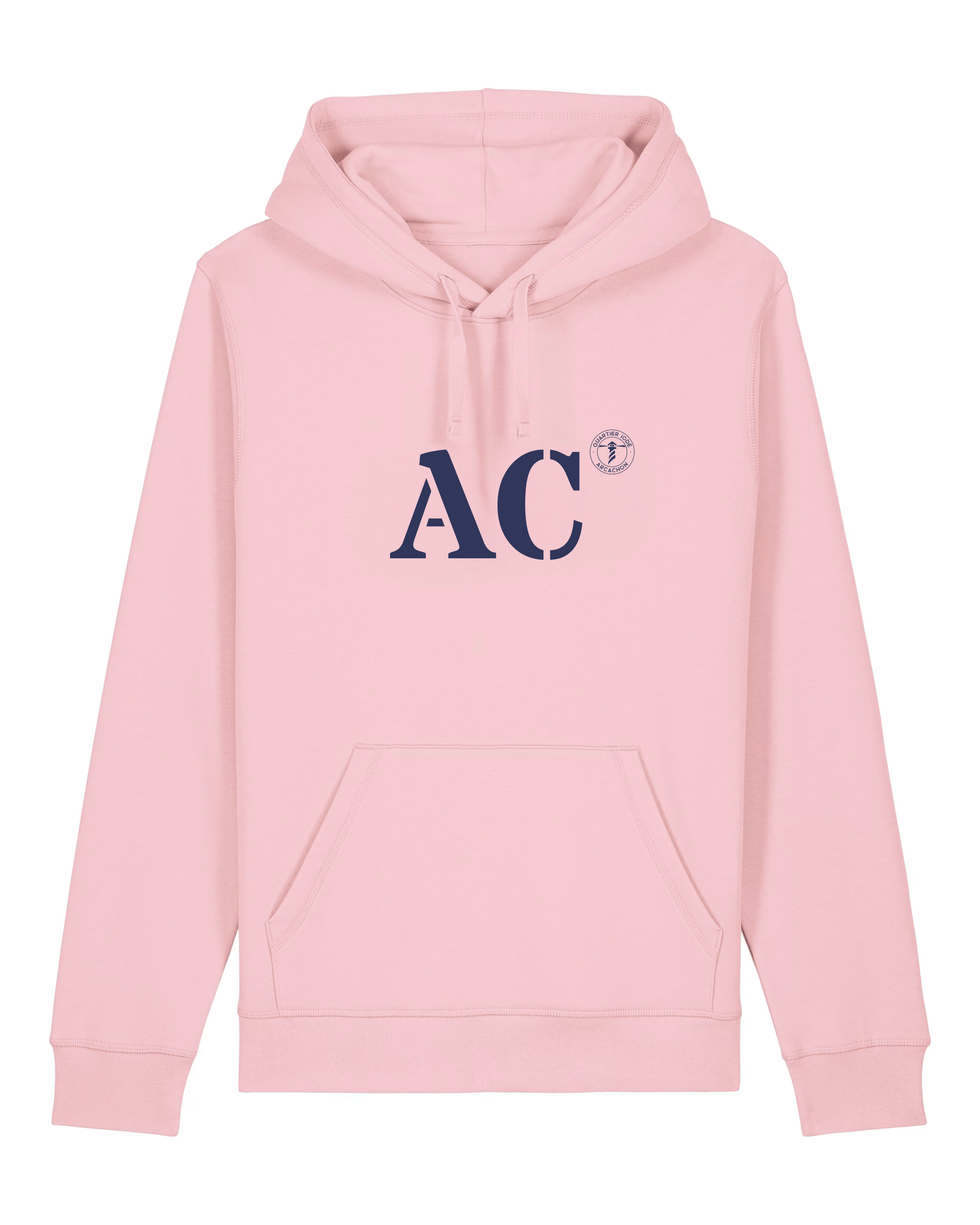Sweat à capuche Arcachon AC Rose et Marine - quartier iodé 