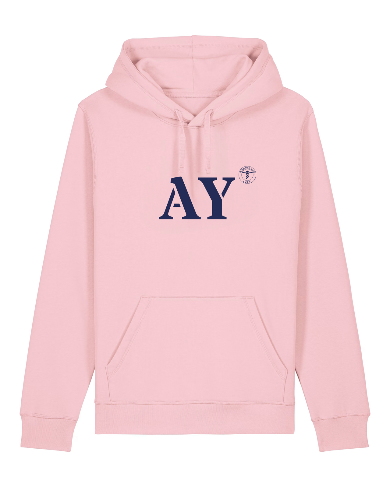 Sweat à capuche Auray AY Rose et Bleu Marine Unisexe - Quartier iodé