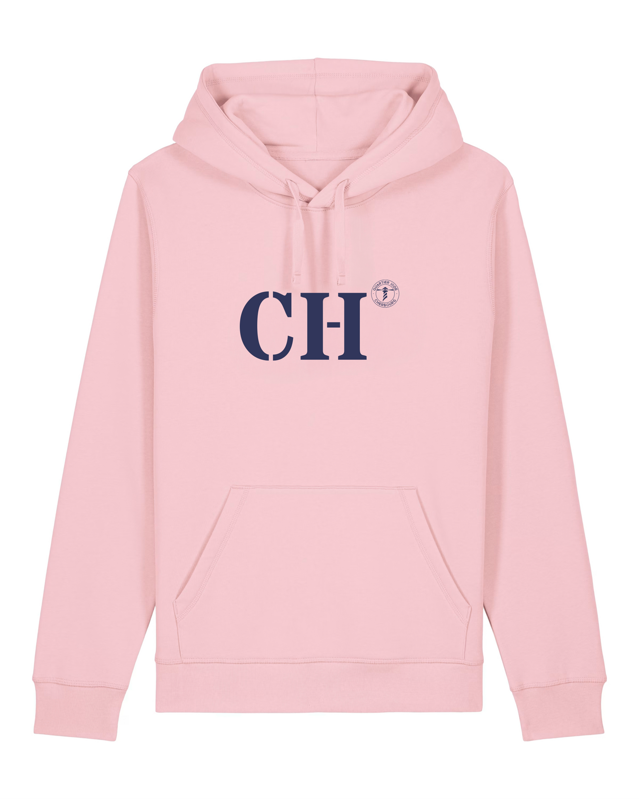 Sweat à capuche CH Cherbourg Rose et Bleu Marine - quartier iodé 