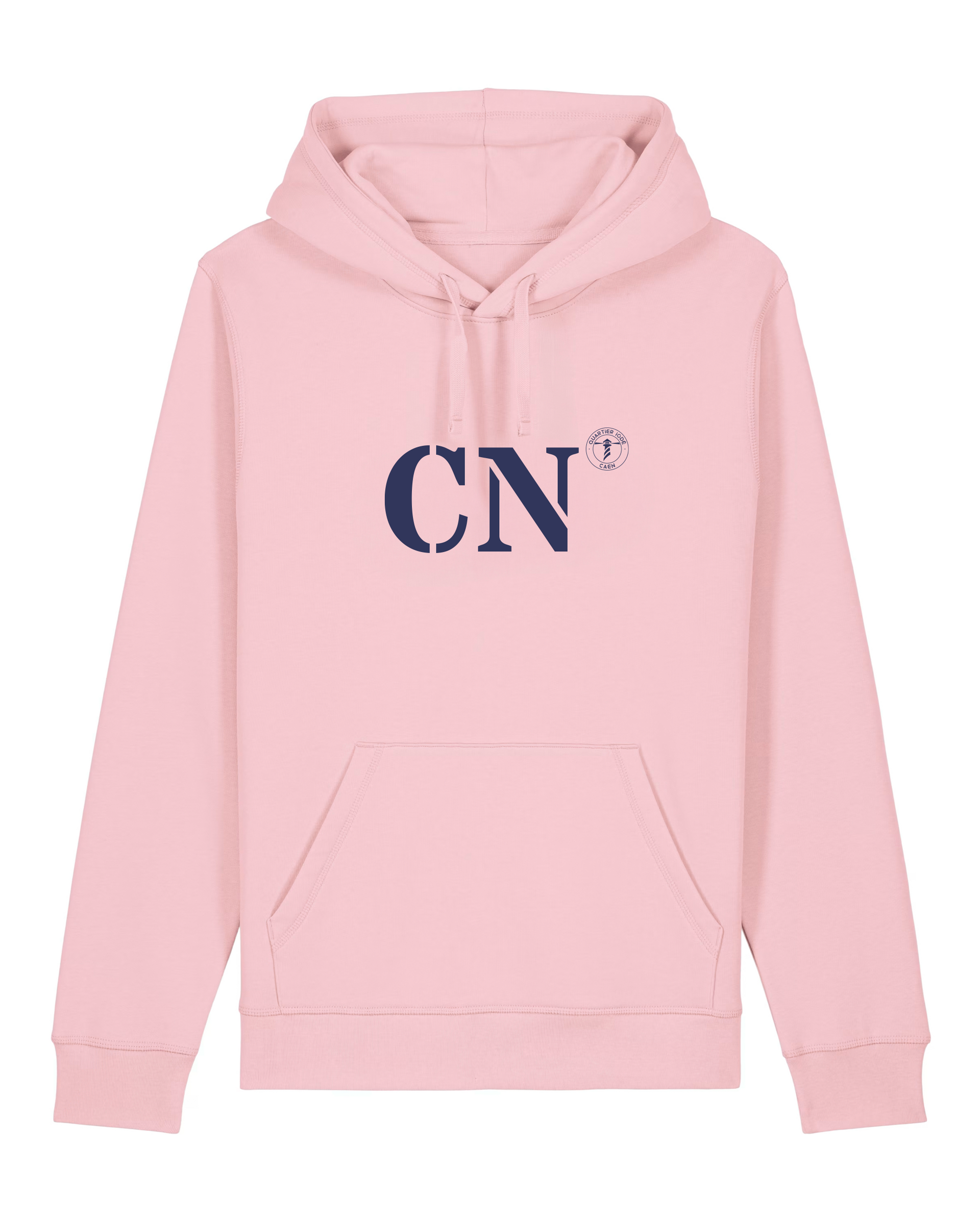 Sweat à capuche Caen CN Rose et Bleu Marine  Unisexe - Quartier iodé