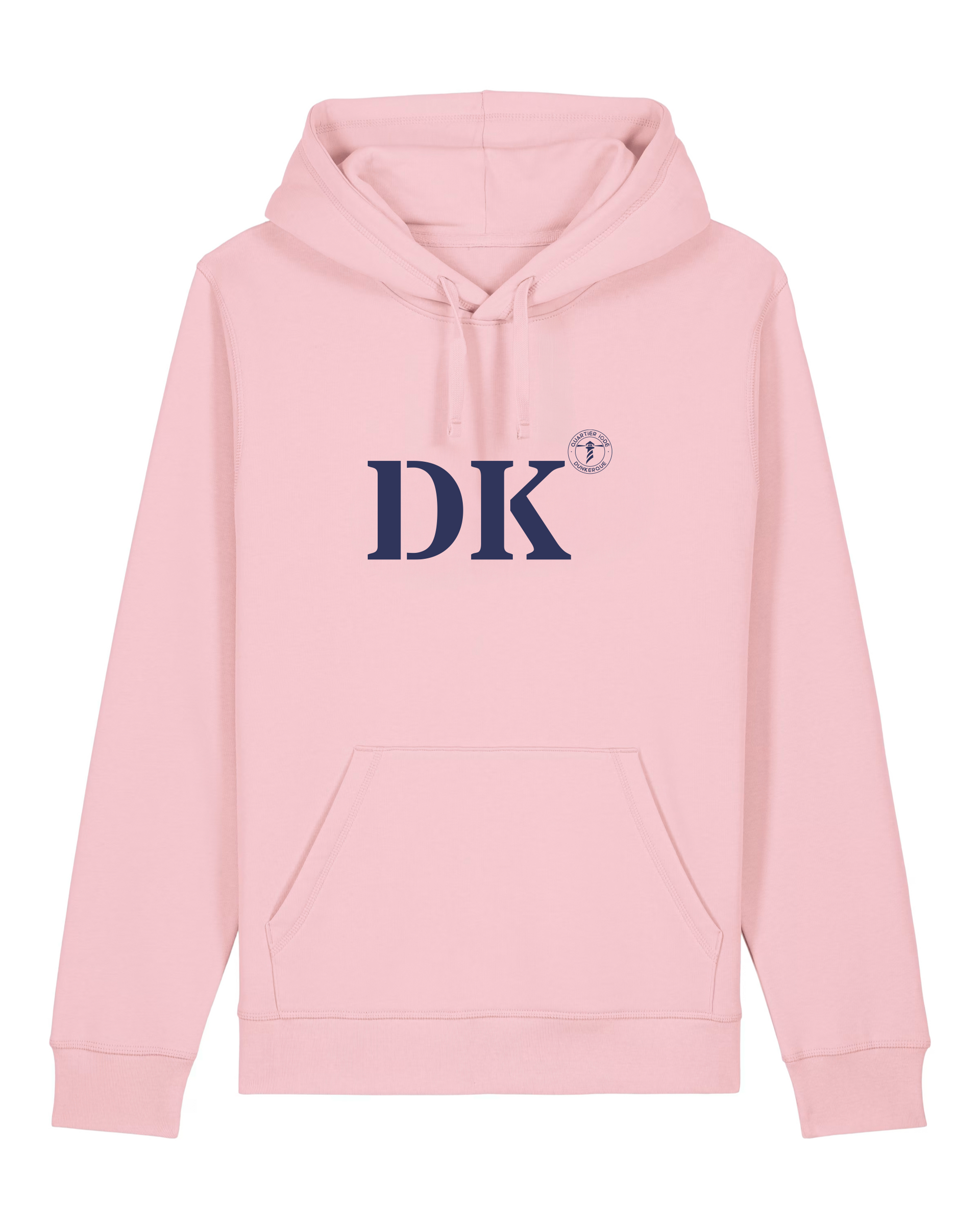 Sweat à capuche Dunkerque DK Rose et Bleu Marine  Unisexe - Quartier iodé
