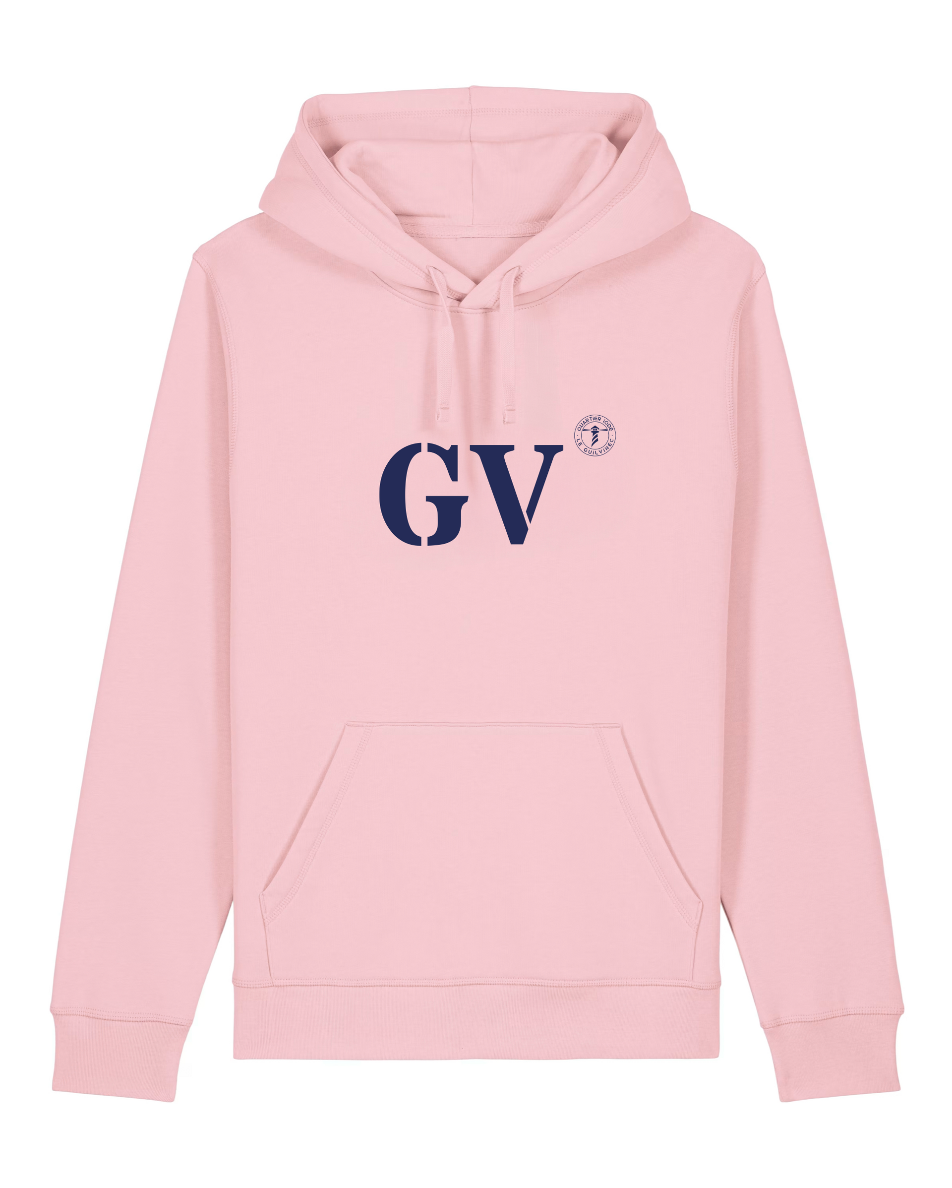Sweat à capuche Guilvinec GV  Rose et Bleu Marine  Unisexe - Quartier iodé