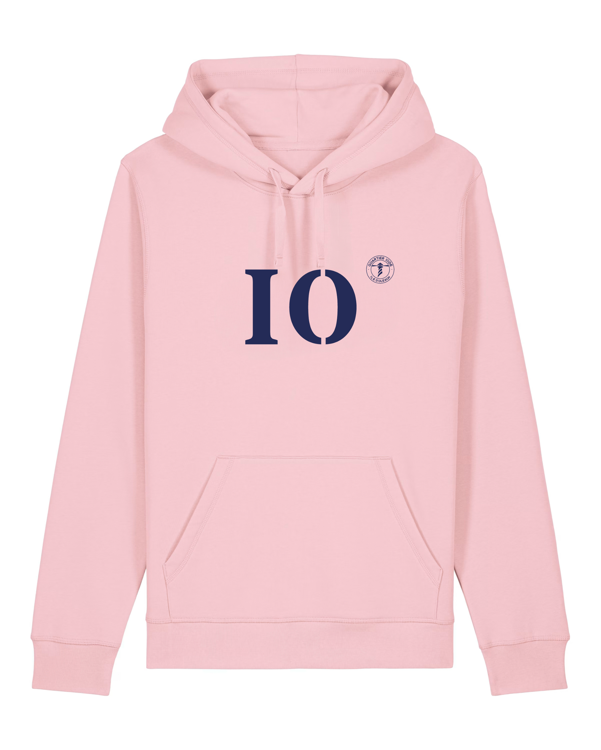 Sweat à capuche Île d'Oléron IO Rose et Bleu Marine - Unisexe - Quartier iodé