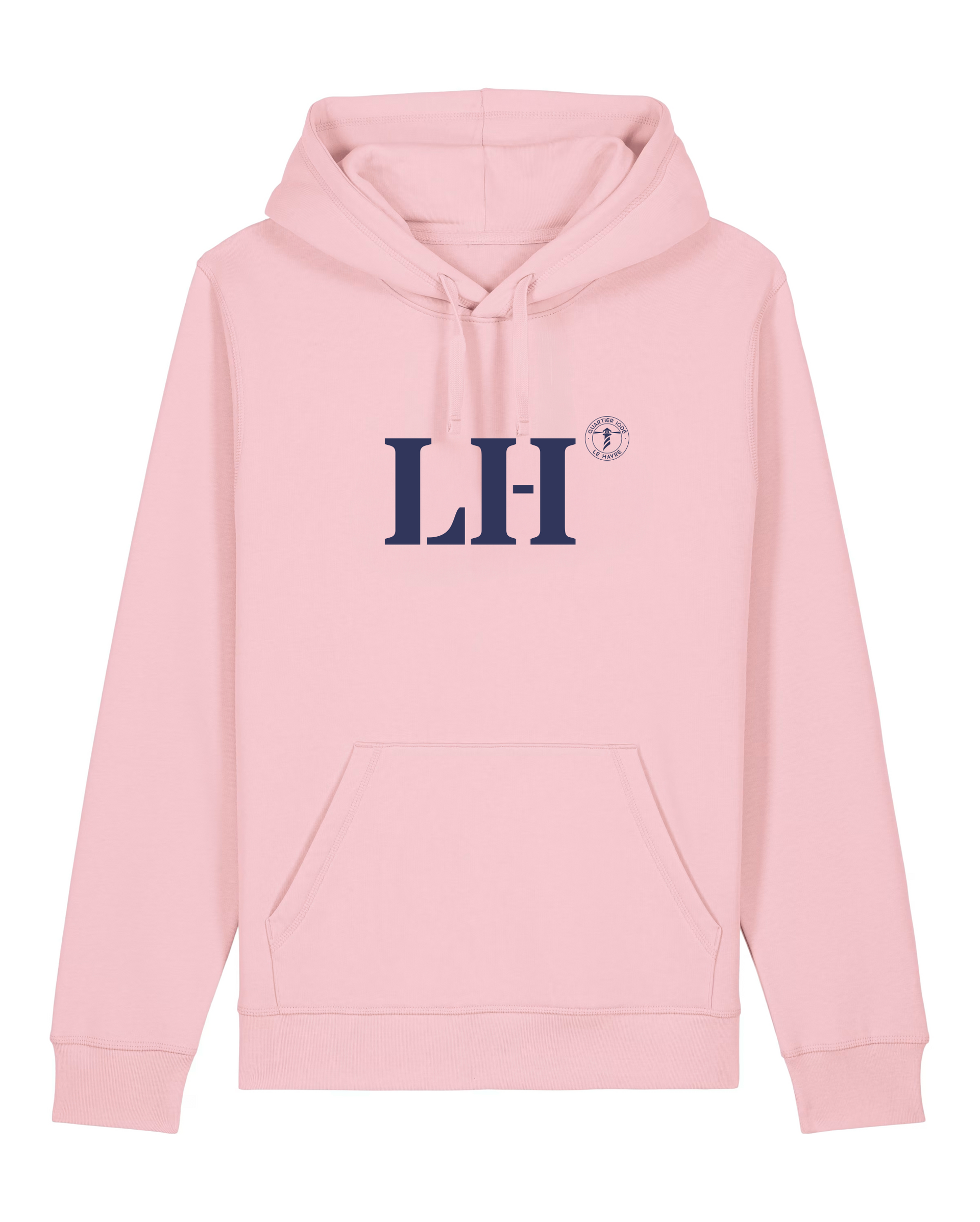 Sweat à capuche Le Havre LH Rose et Bleu Marine Unisexe - Quartier iodé