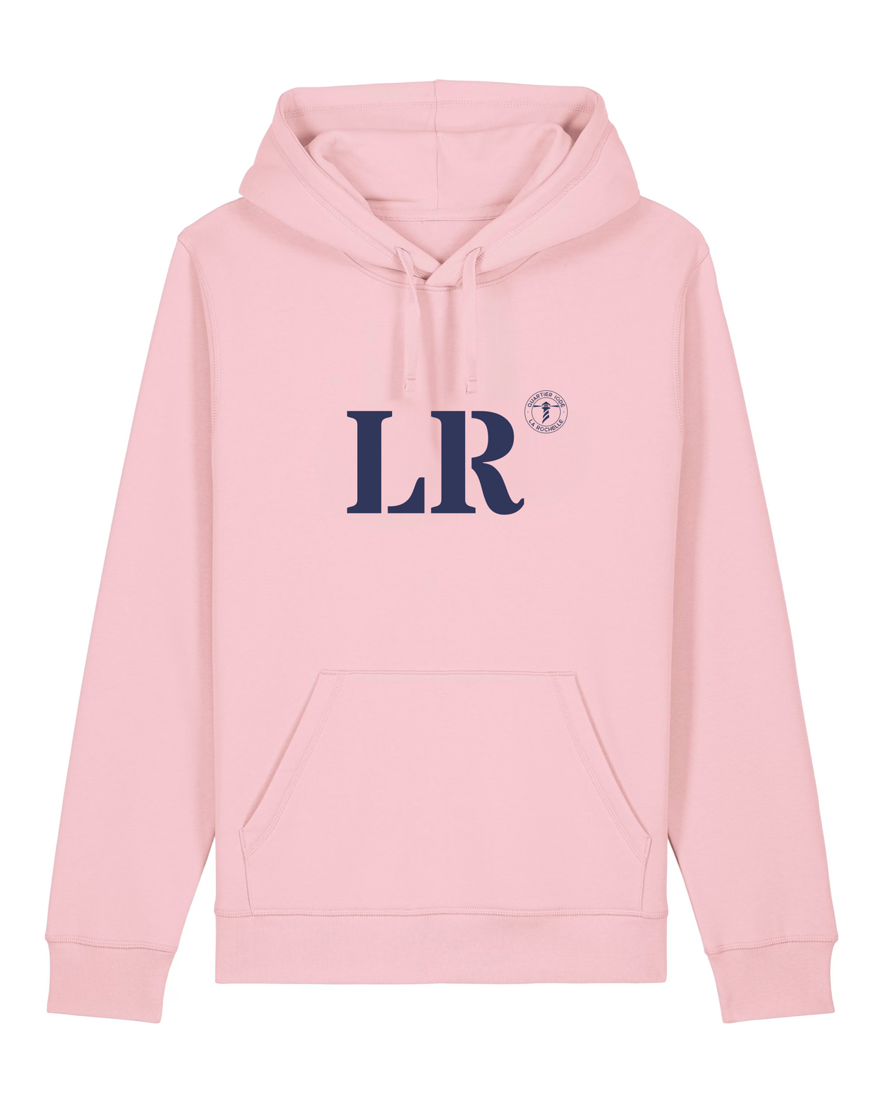 Sweat à capuche La Rochelle  LR Rose et Bleu Marine Unisexe - Quartier iodé