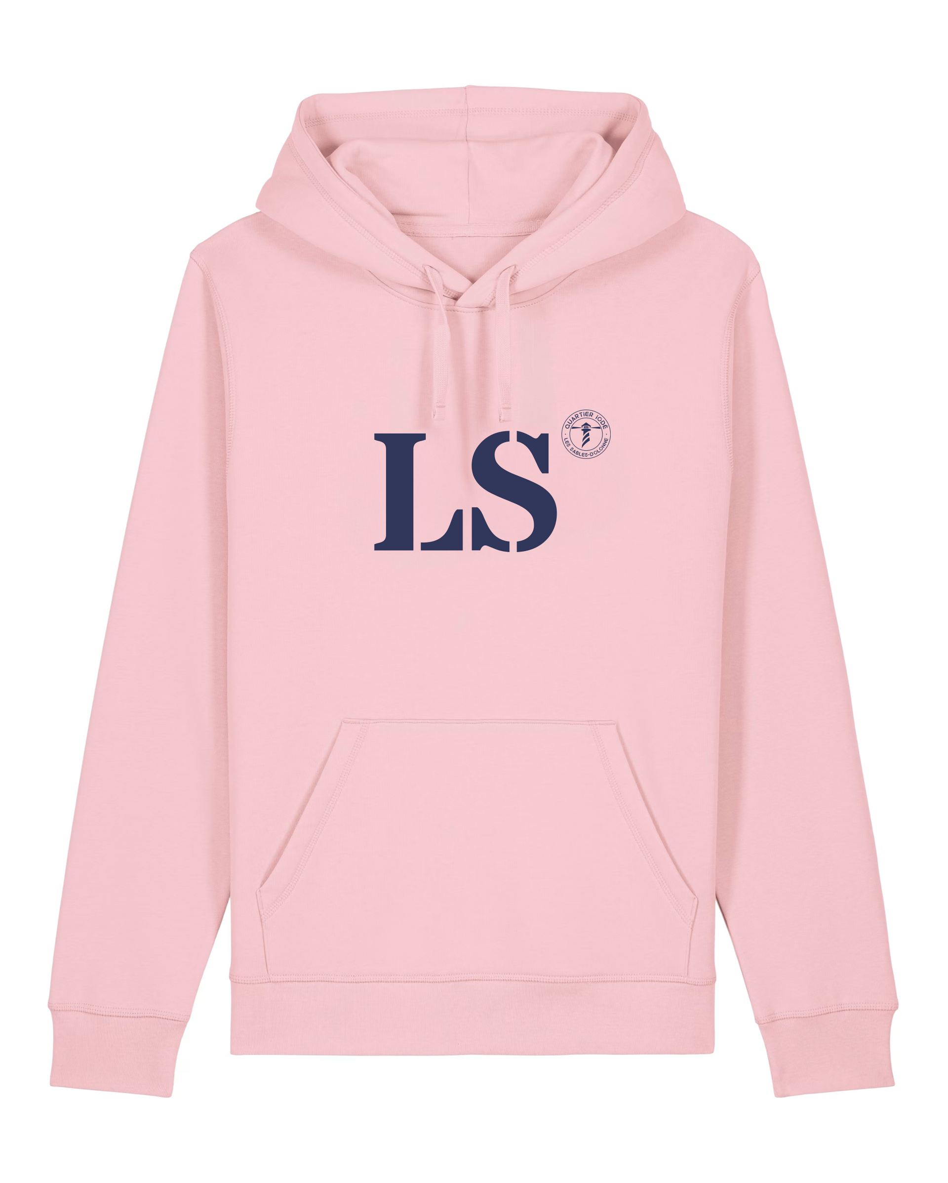 Sweat à capuche Les Sables d'Olonne LS Rose et Bleu Marine Unisexe - Quartier iodé