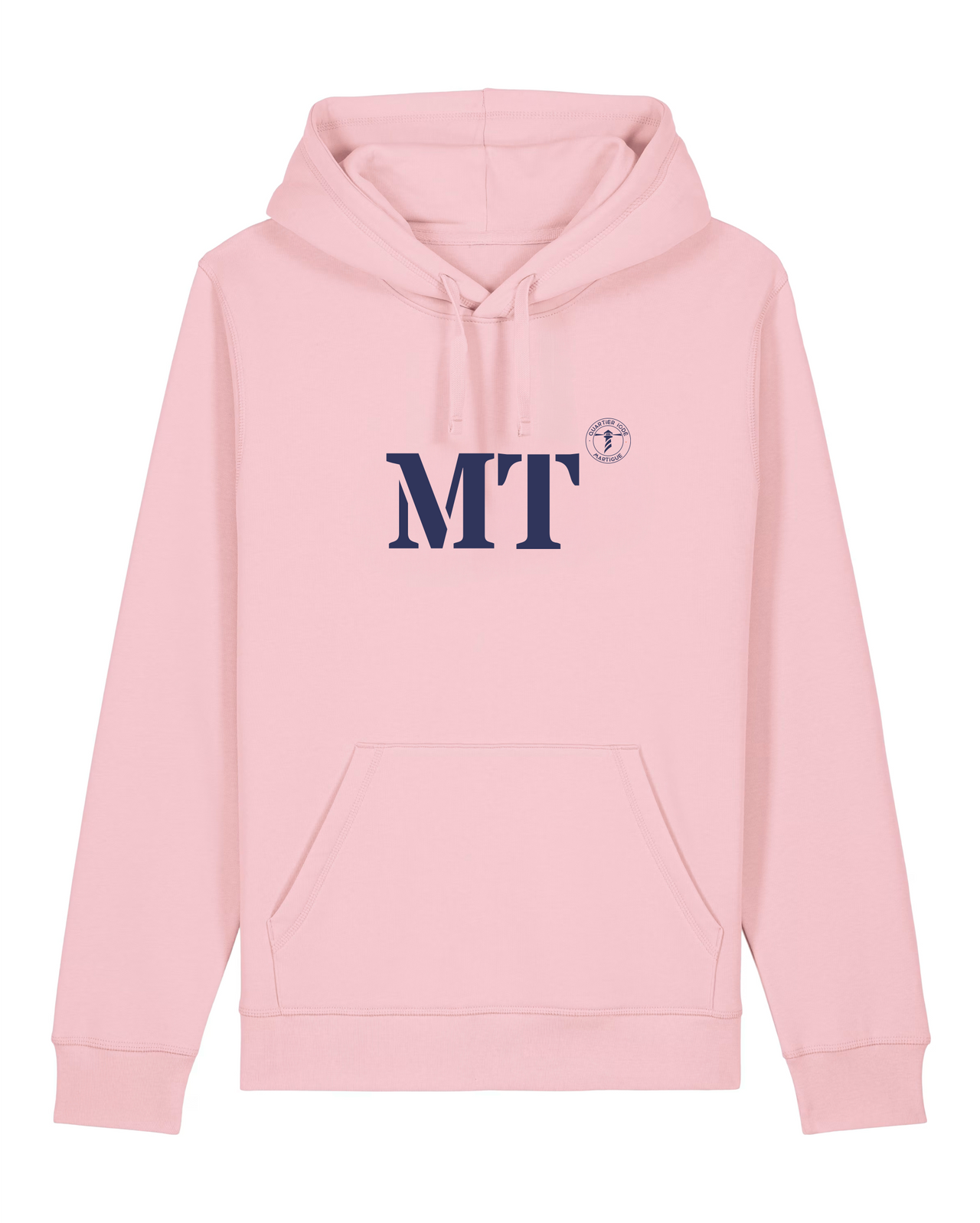 Sweat à capuche Martigues MT Rose et Bleu Marine  Unisexe - Quartier iodé