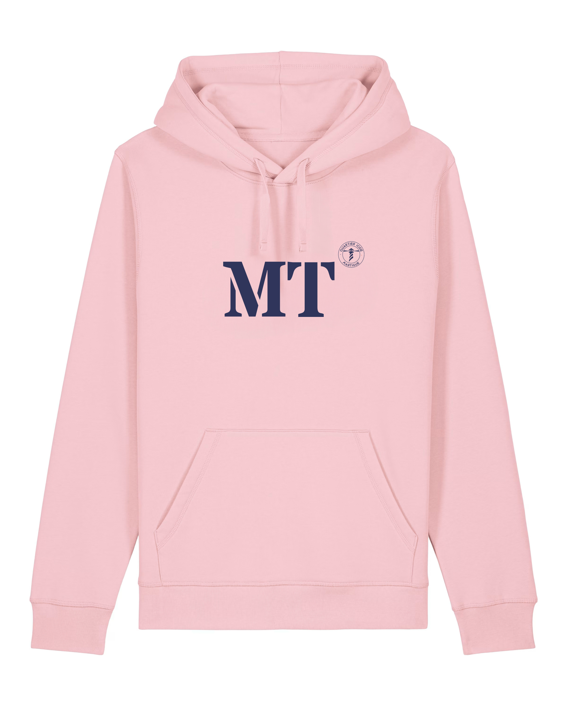 Sweat à capuche Martigues MT Rose et Bleu Marine  Unisexe - Quartier iodé