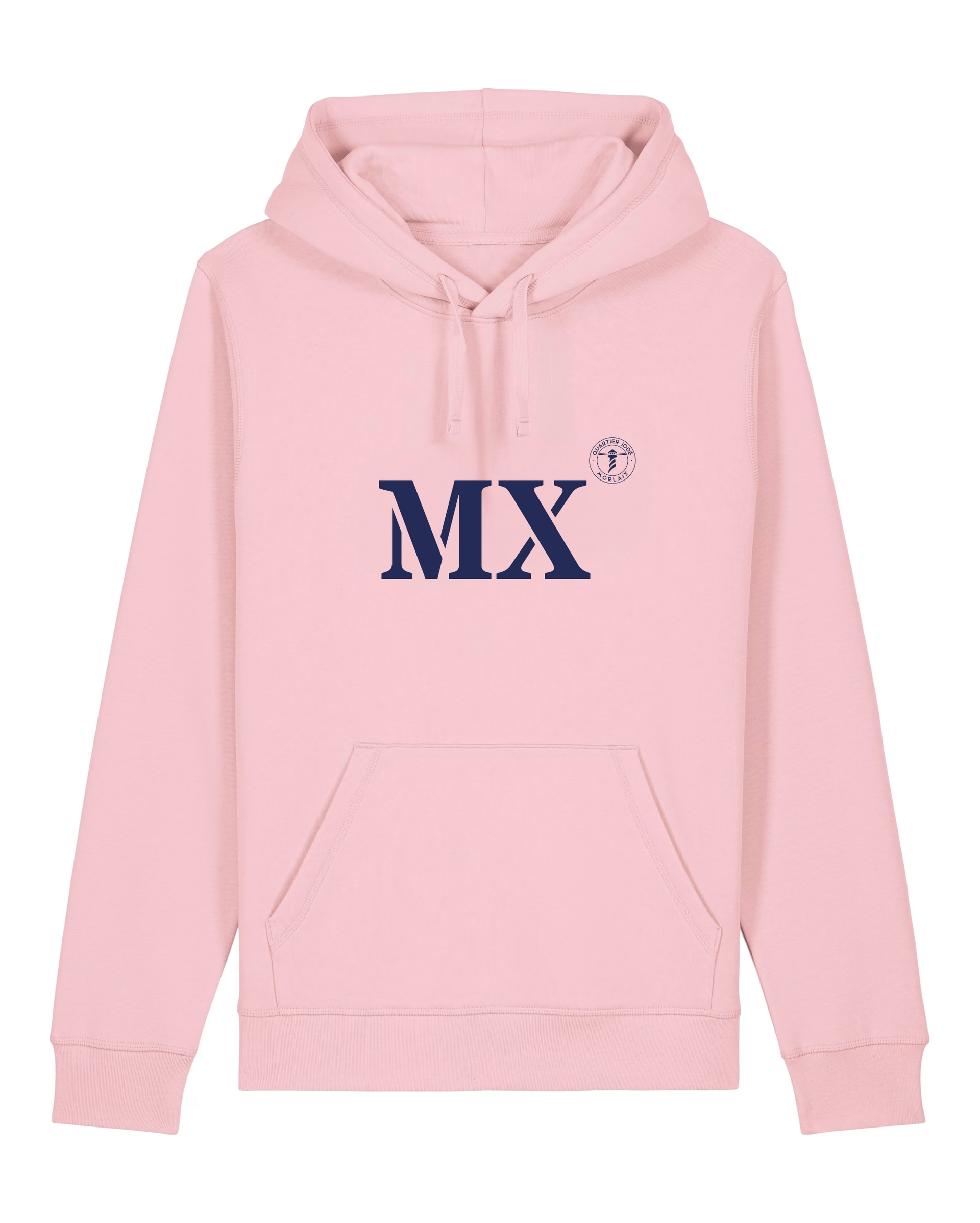 Sweat à capuche Morlaix MX -Rose et  Bleu Marine- Unisexe - Quartier iodé