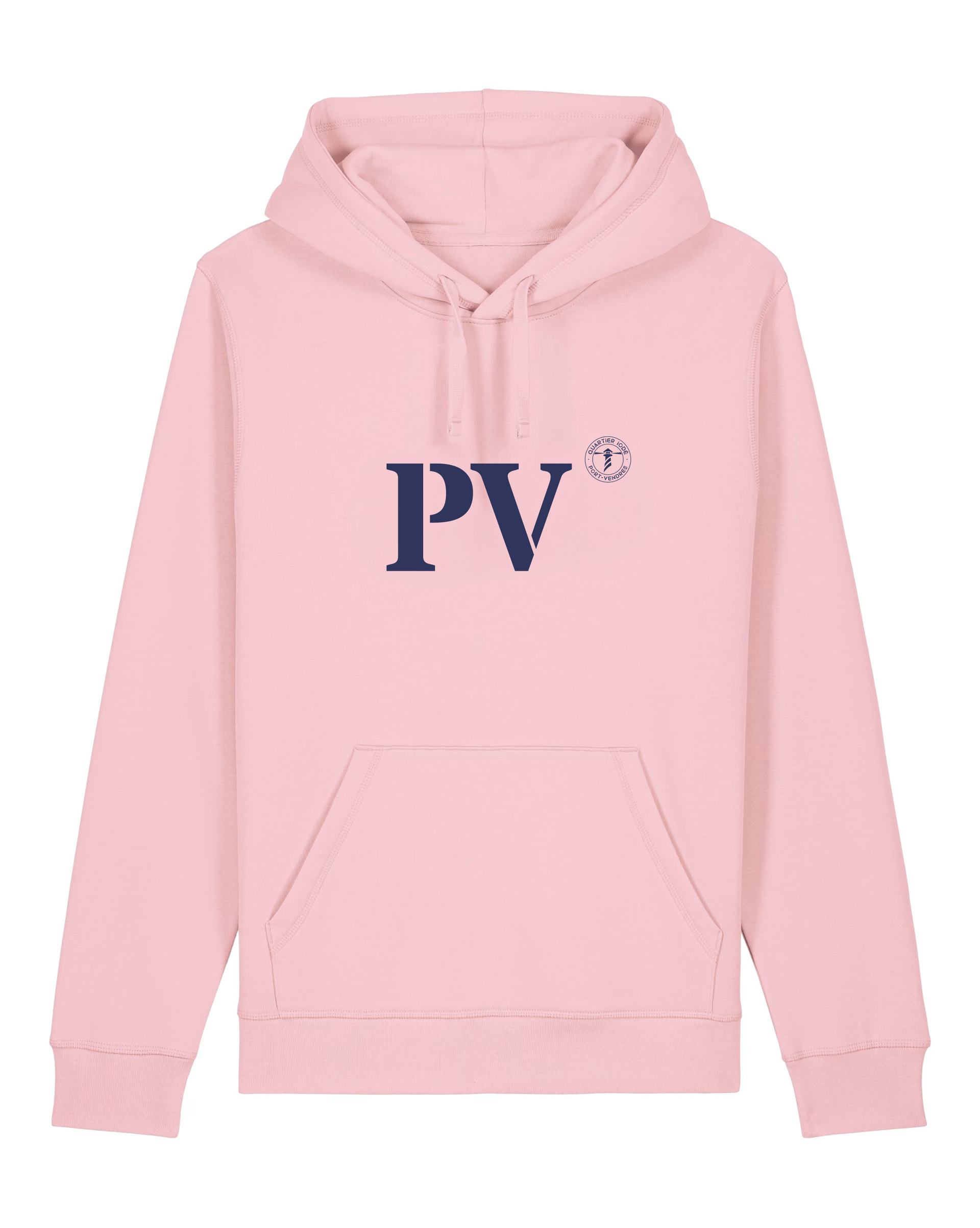 Sweat à capuche PV Port - Vendres Rose et Bleu Marine - Quartier iodé