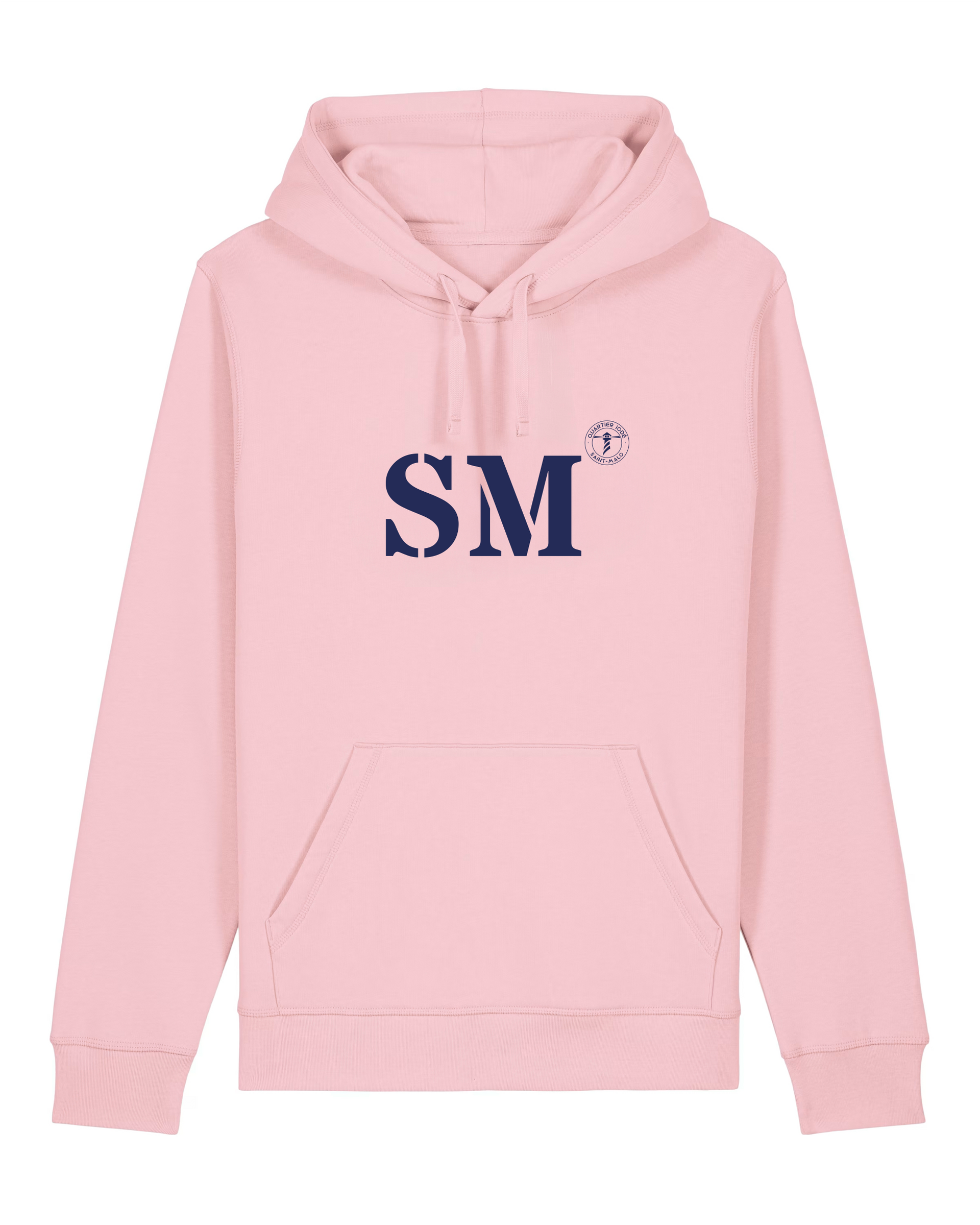 Sweat à capuche SM Saint Malo  - Rose et Bleu Marine - Unisexe - Quartier iodé