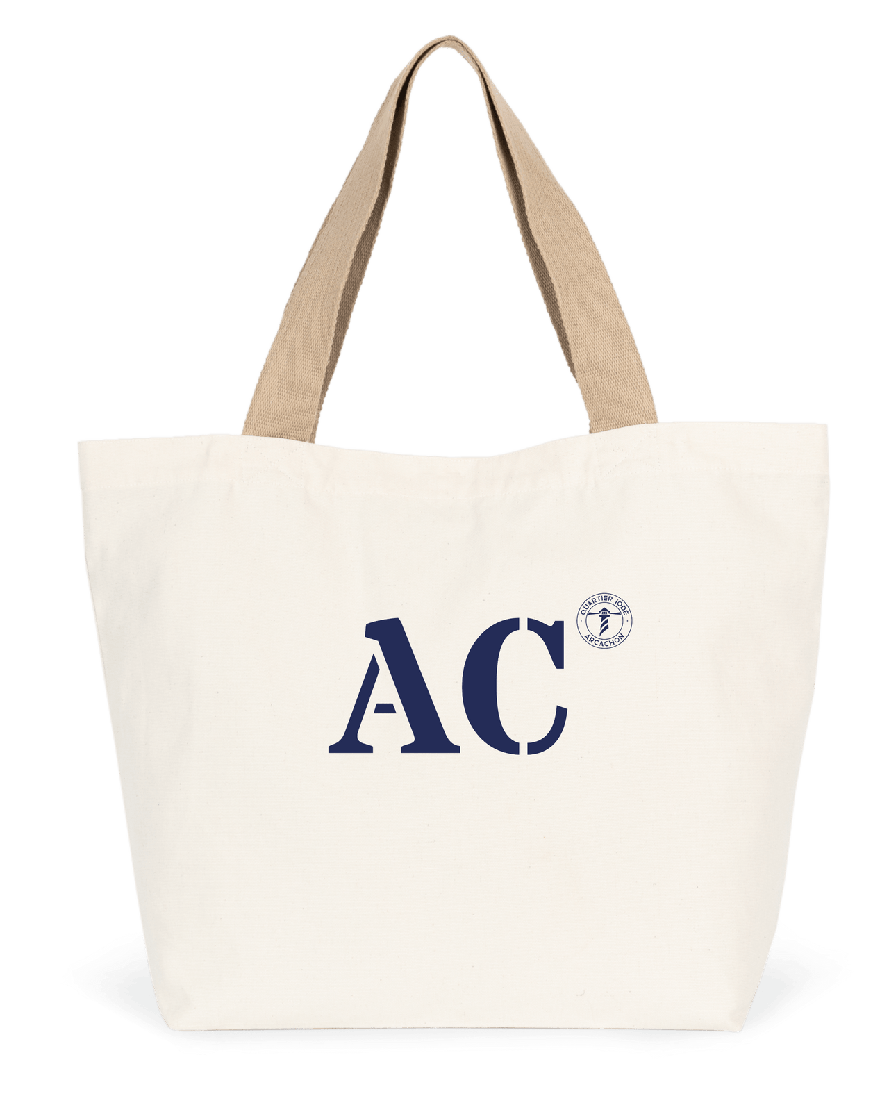 Sac Cabas Arcachon AC couleur blanc bleu - Quartier iodé