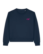 Sweat crew neck oversize Bleu marine- Vert et rose - quartier iodé 