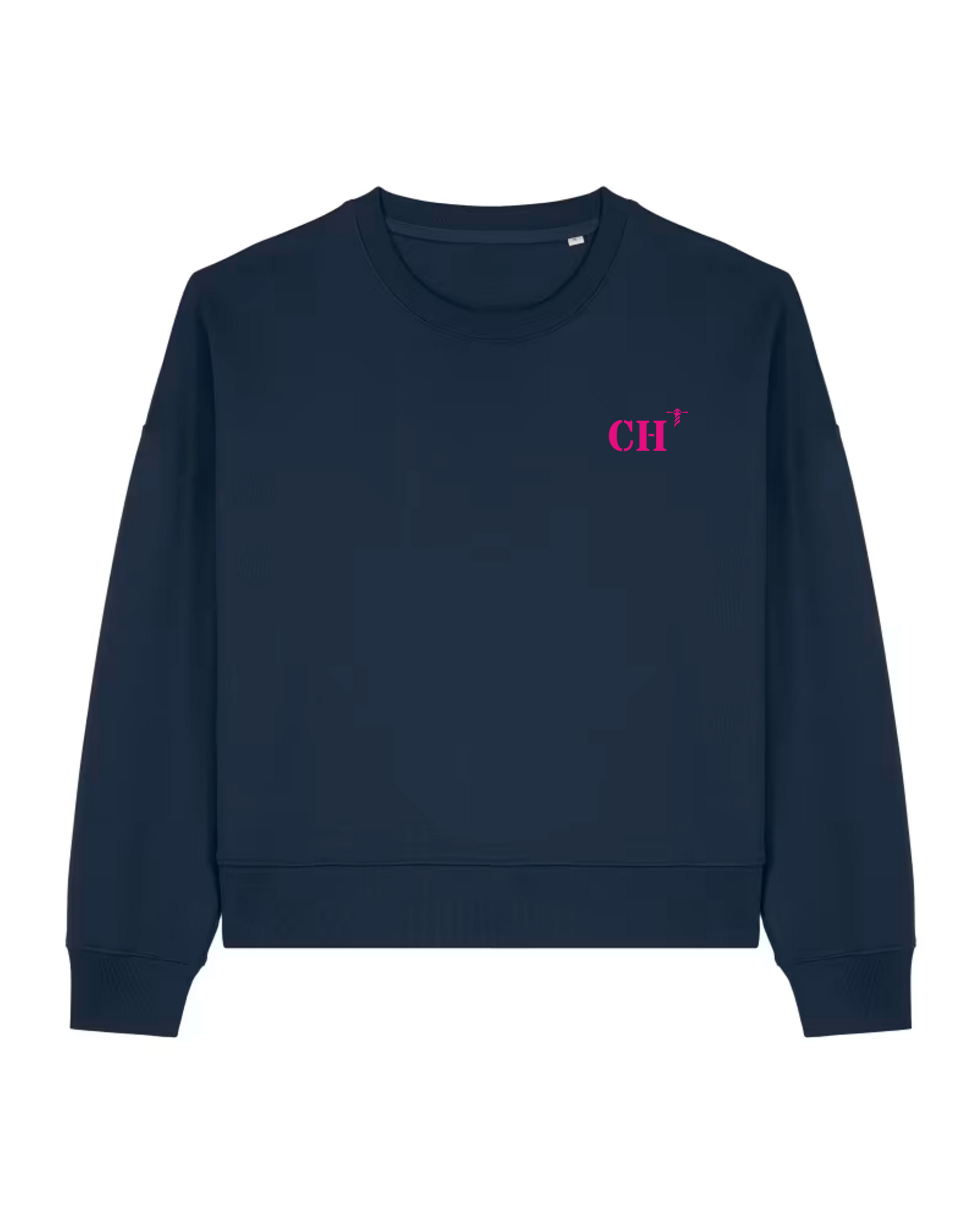 Sweat crew neck oversize Bleu marine- Vert et rose - quartier iodé 