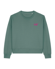 Sweat crew neck oversize Bleu marine- Vert et rose - quartier iodé 
