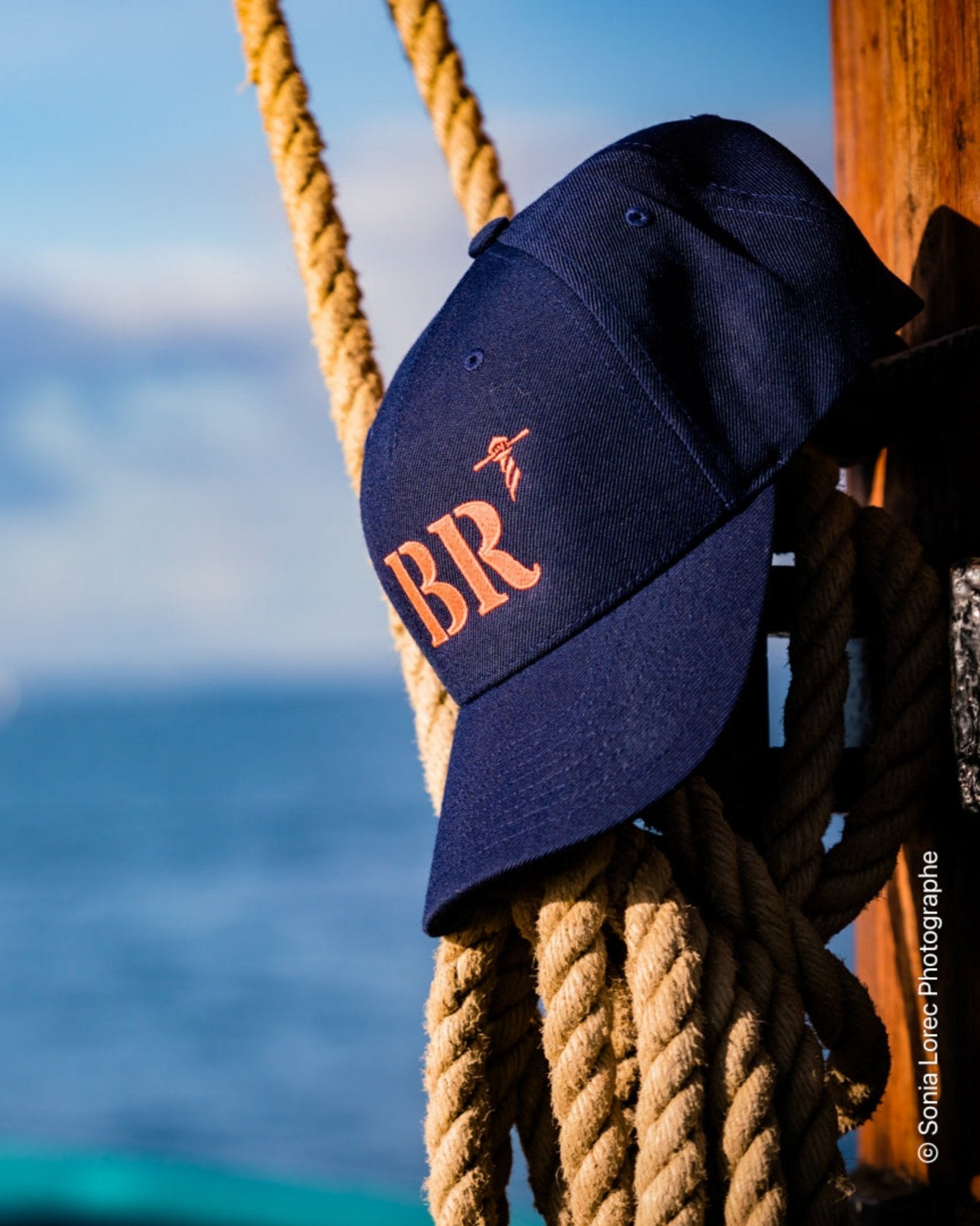 Casquette BR Brest "MON QUARTIER MARITIME" Bleu Marine Orange - Quartier iodé