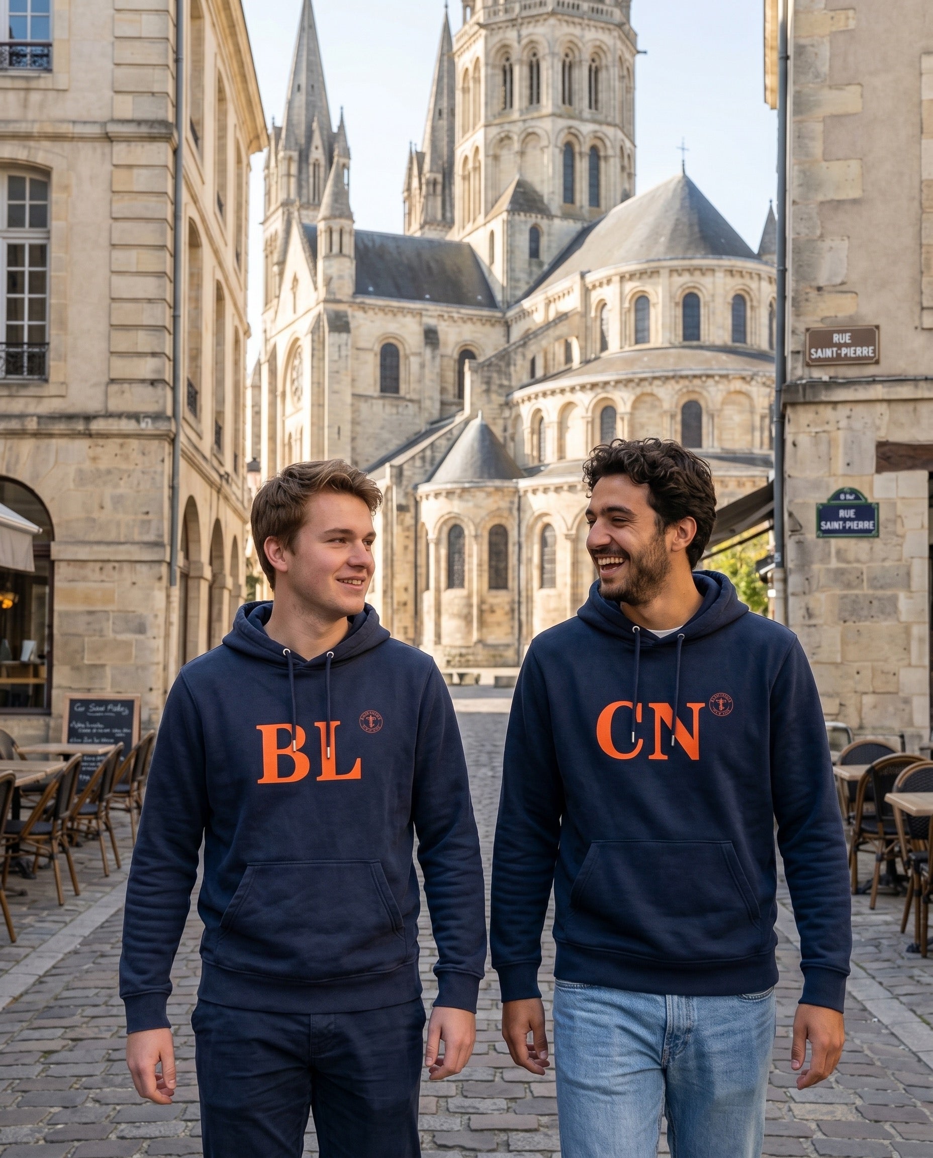 Sweat Boulogne-Sur-Mer  BL Bleu Marine - Orange quartier iodé