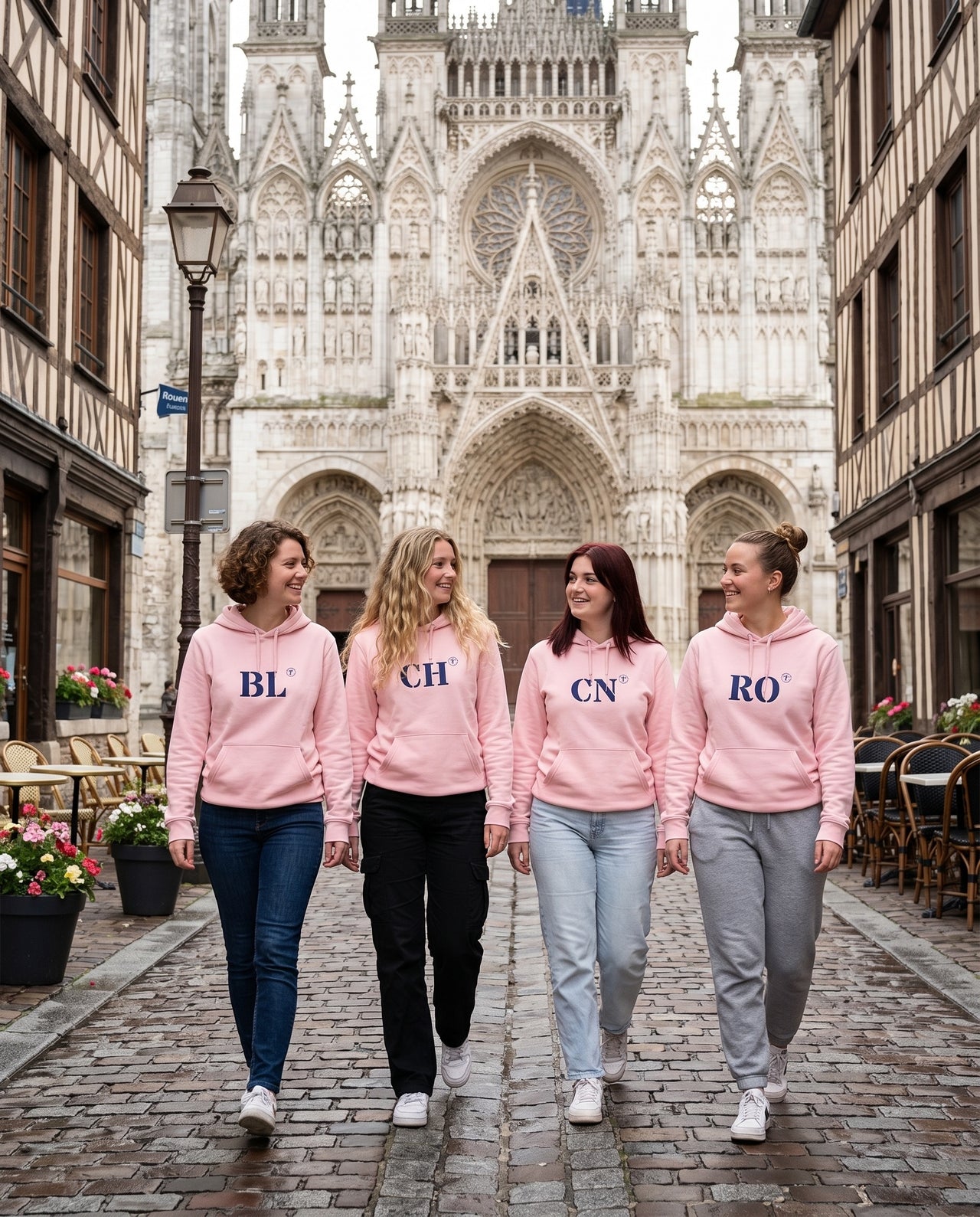 Sweat BL Boulogne-Sur-Mer Rose Bleu Marine - Quartier iodé