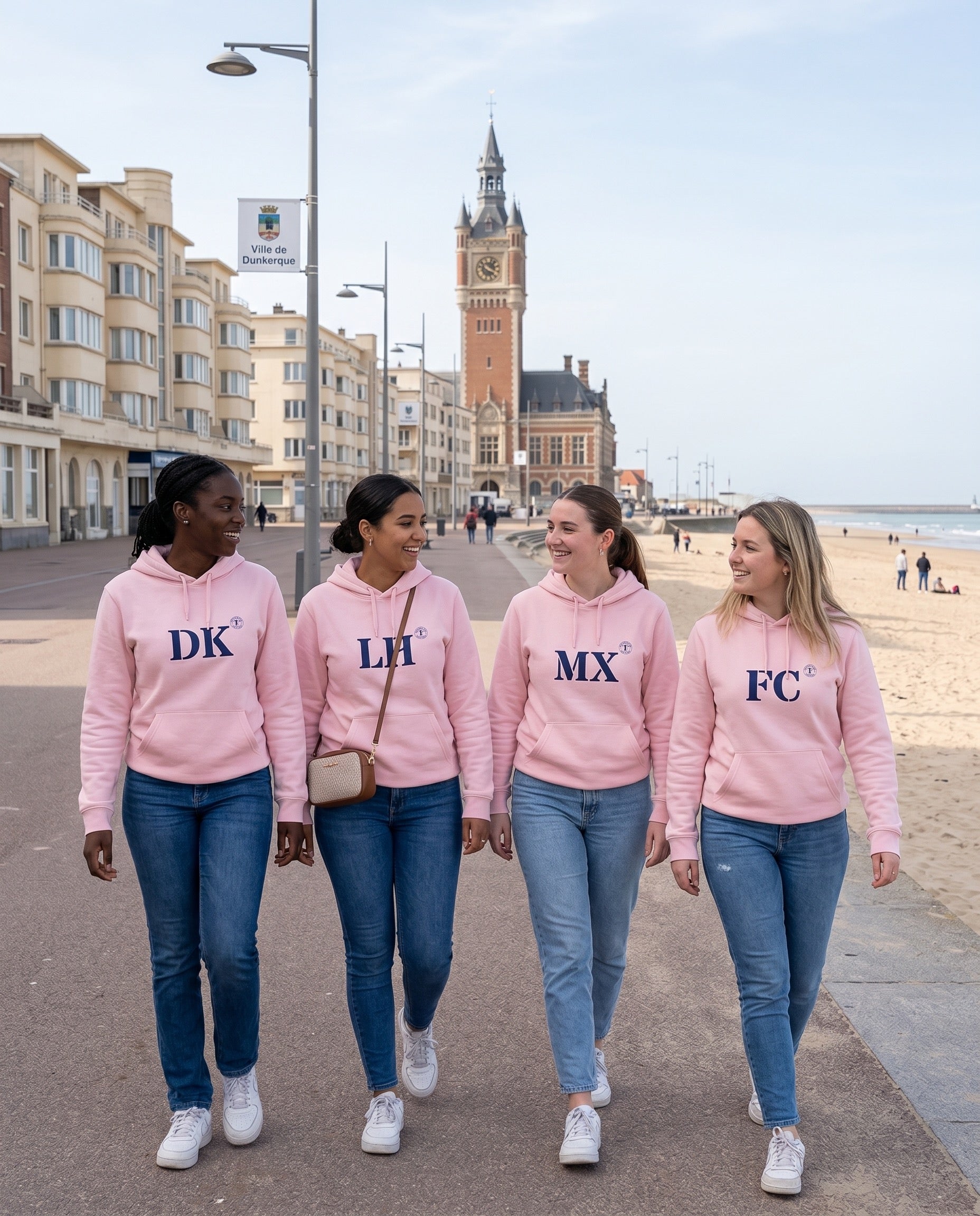 Sweat FC Fécamp Rose Bleu Marine - Quartier iodé