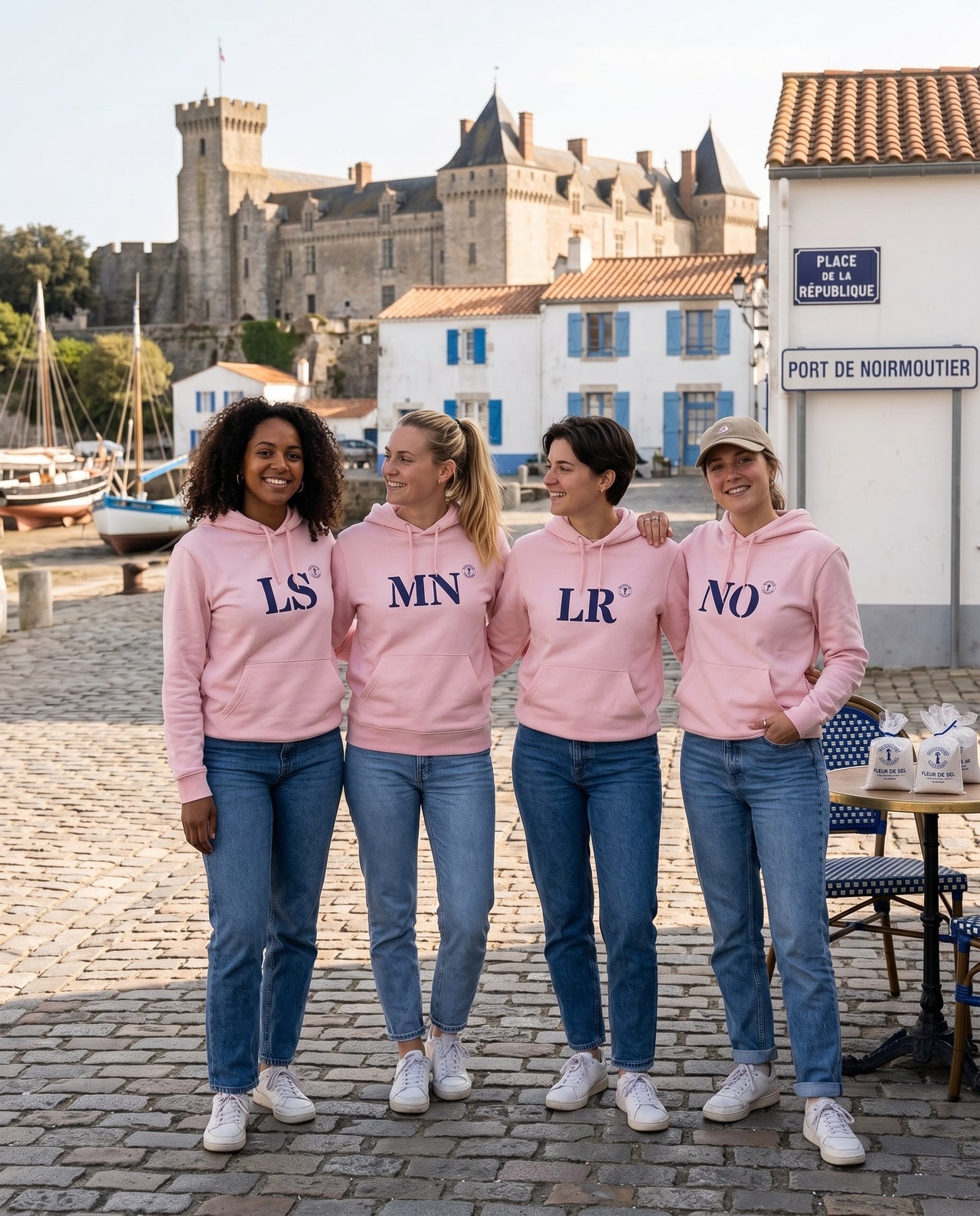 Sweat LS Les Sables d'Olonne Rose Bleu Marine - Quartier iodé