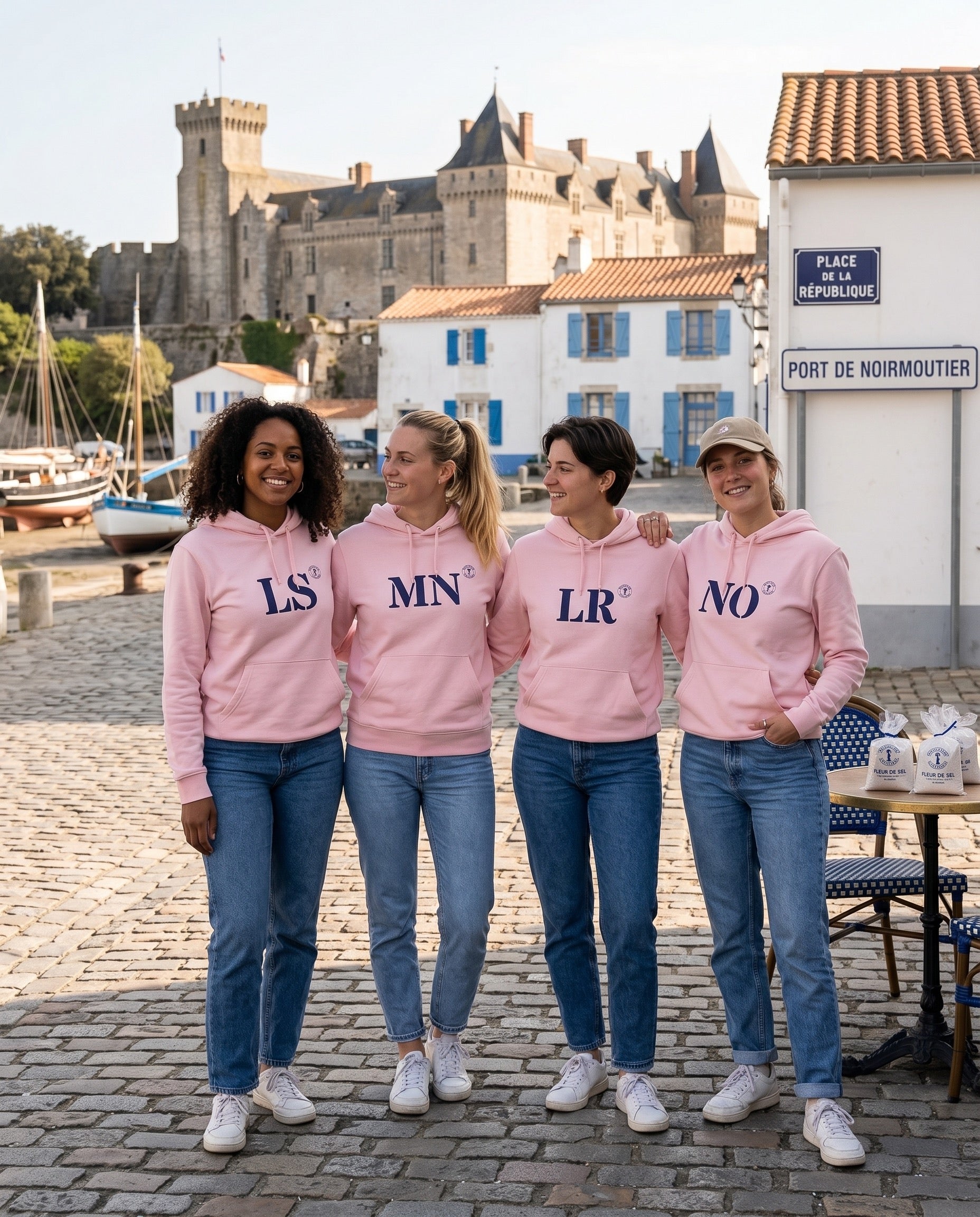 Sweat LS Les Sables d'Olonne Rose Bleu Marine - Quartier iodé