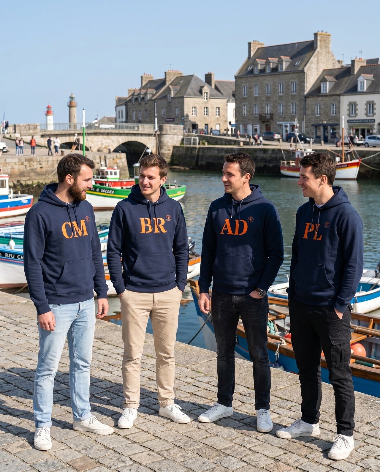 Sweat Paimpol PL - Bleu Marine Orange quartier iodé