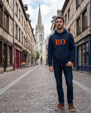 Sweat RO Rouen Bleu Marine - Orange Quartier iodé