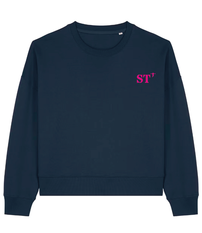 Sweat brodé Sète ST Vert / Rose - Bleu Marine / Rose - Quartier iodé