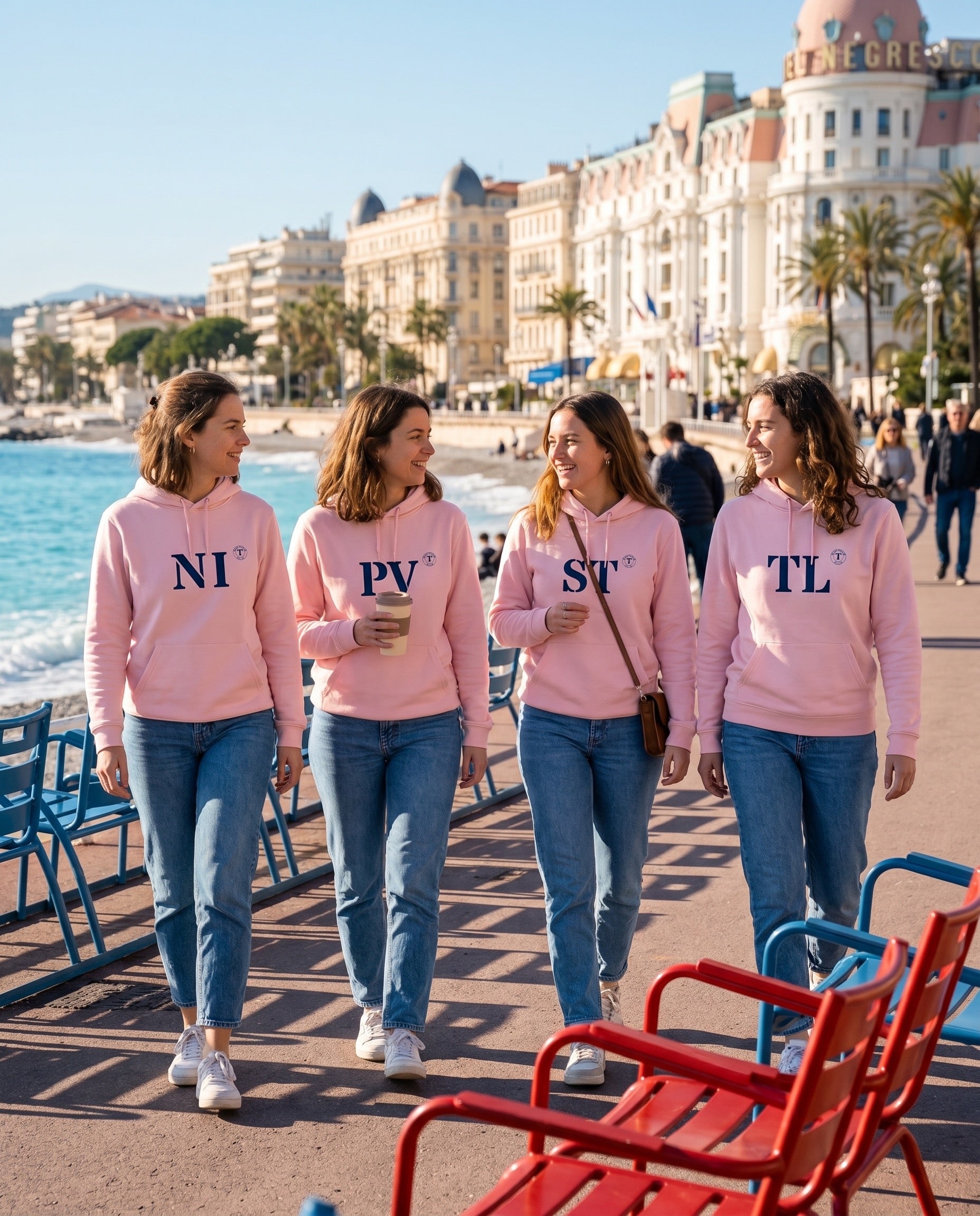 Sweat TL Toulon Bleu Marine Rose - Quartier iodé