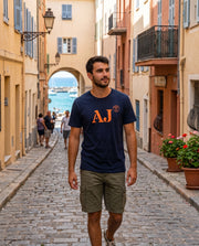 T-shirt AJ Ajaccio Bleu Marine Orange