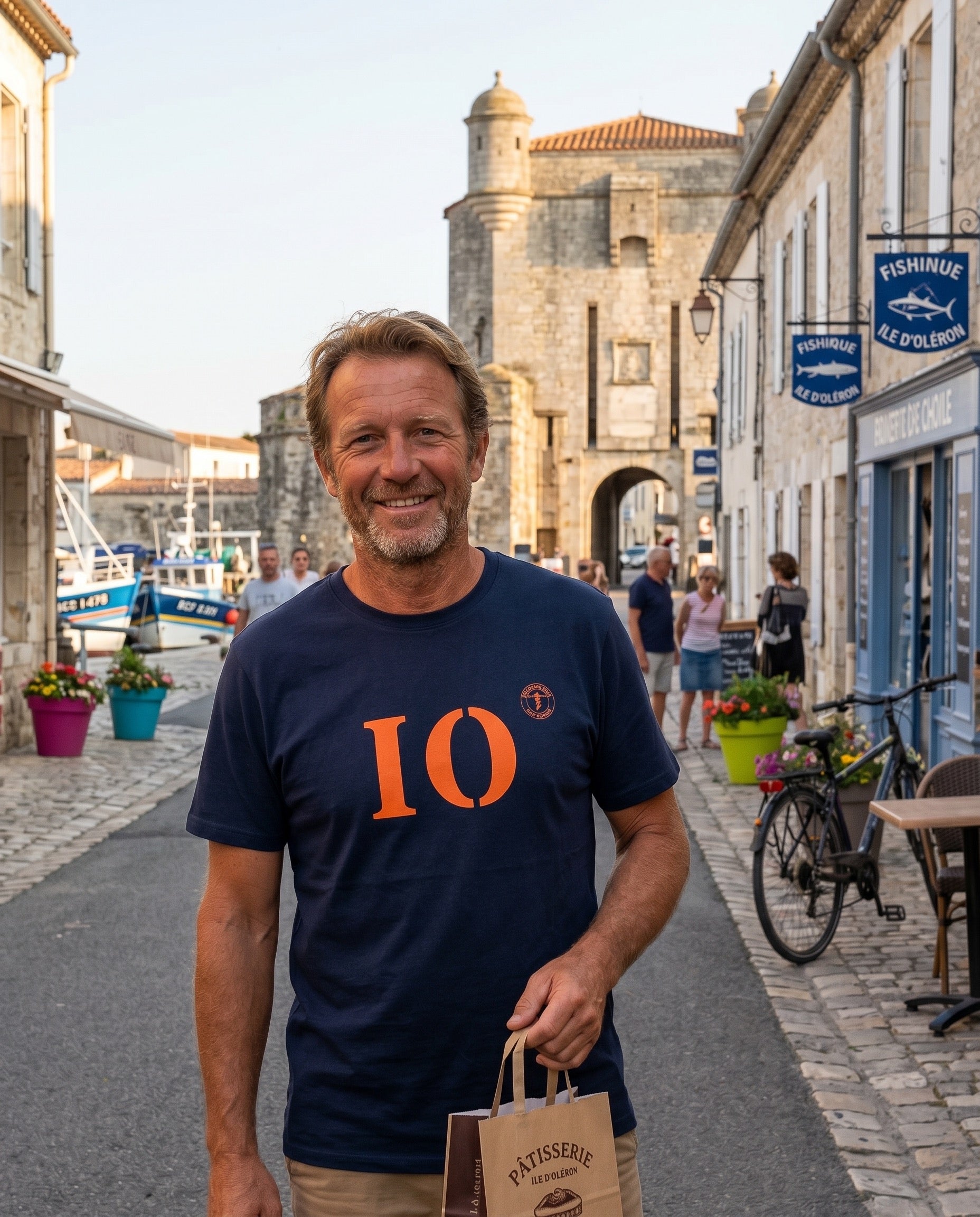 T-shirt IO Île d'Oléron Bleu Marine Orange