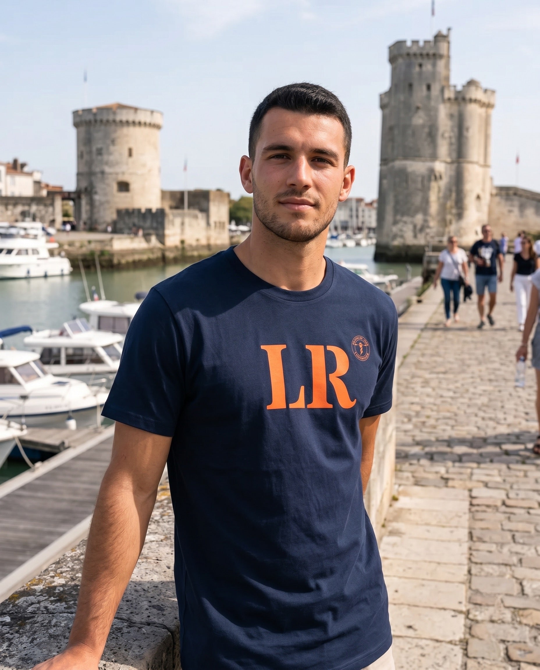 T-shirt LR La Rochelle Bleu Marine - Orange - Quartier iodé