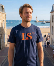 T-shirt LS Les Sables d'Olonne Bleu Marine Orange - Quartier iodé