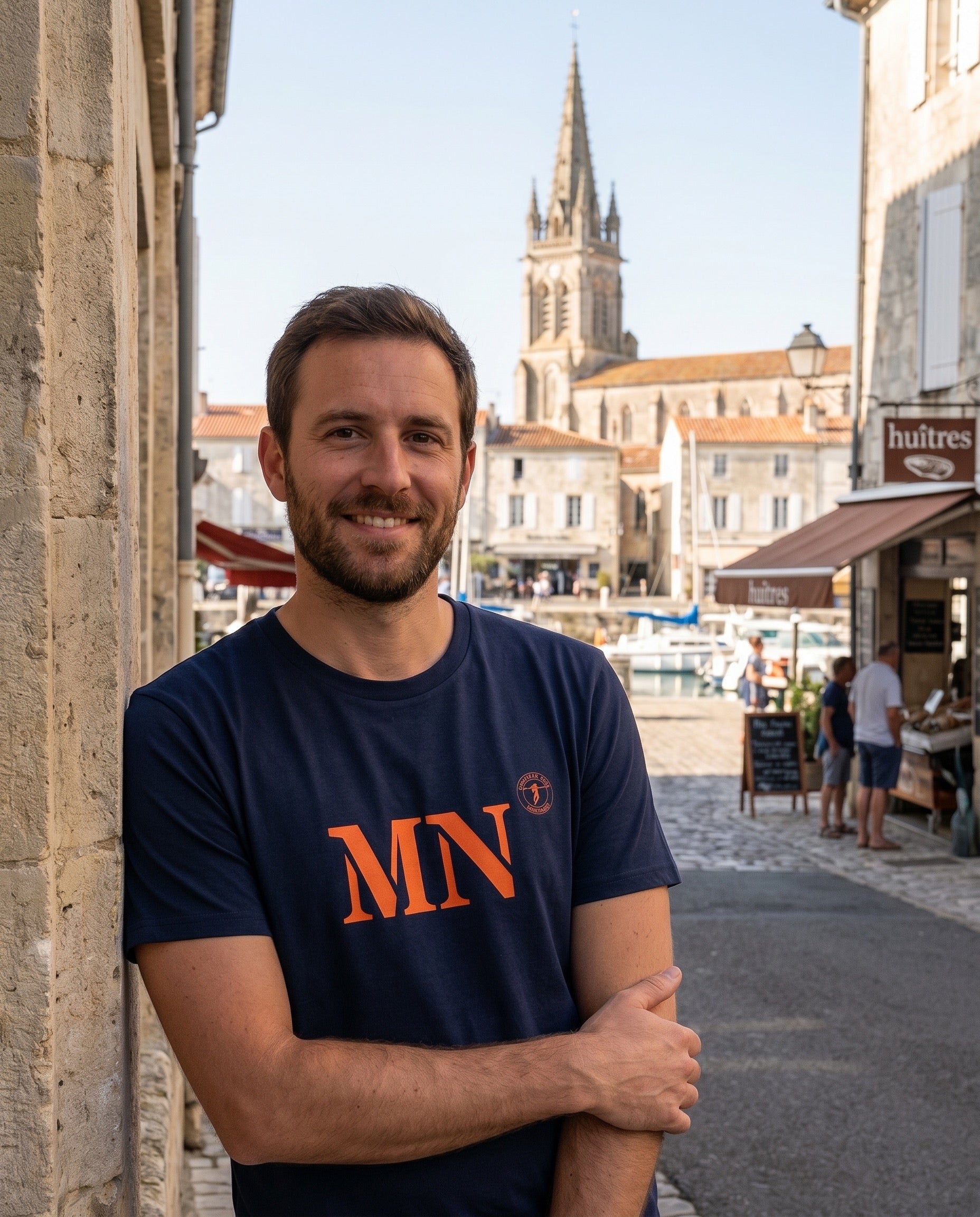 T-shirt MN Marennes Bleu Marine Orange - Quartier iodé
