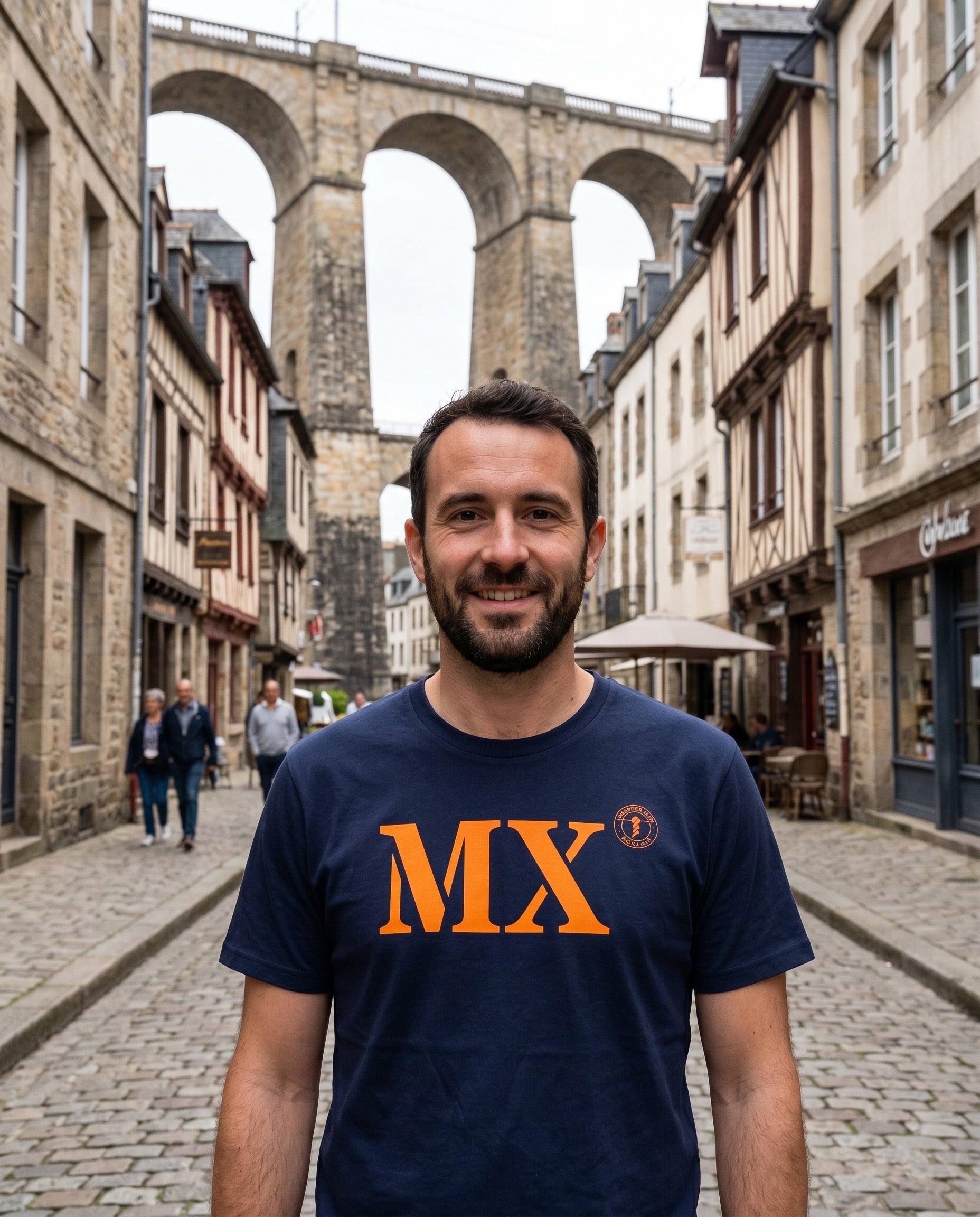 T-shirt MX Morlaix Bleu Marine Orange - Quartier iodé