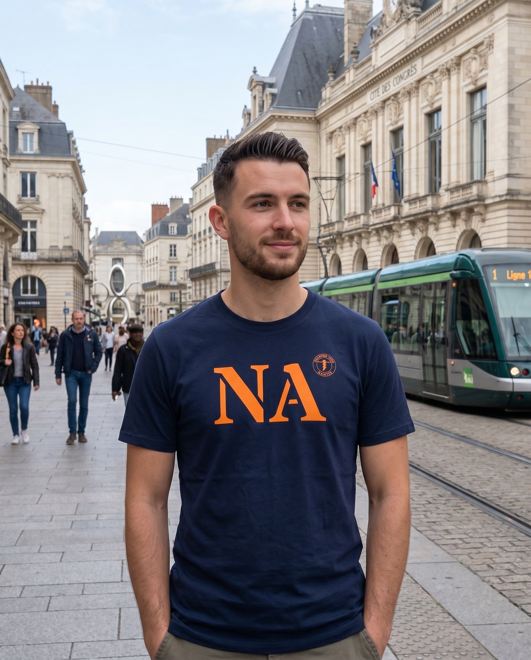 T-shirt NA Nantes Bleu Marine Orange