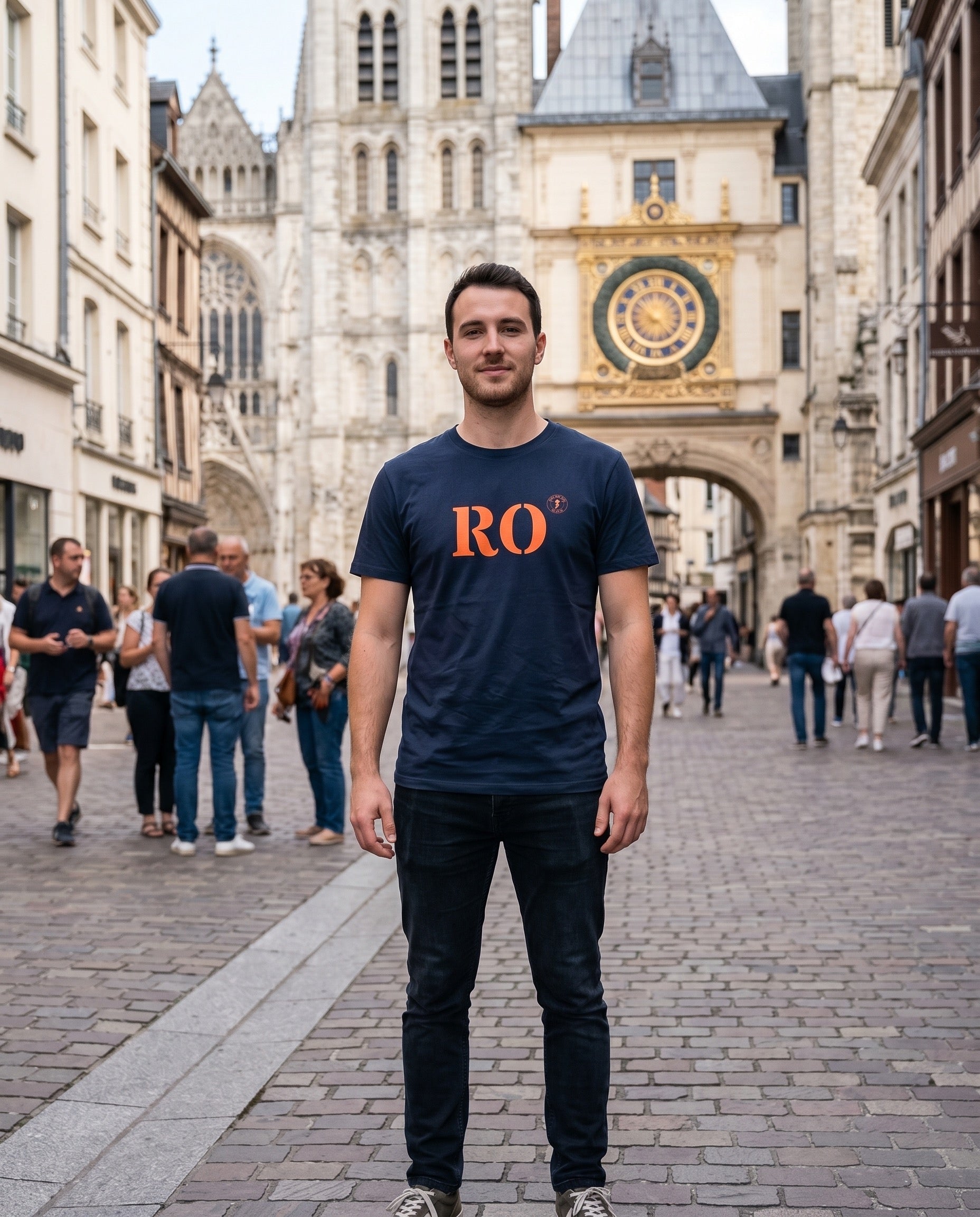 T-shirt RO Rouen Bleu Marine Orange - Quartier iodé